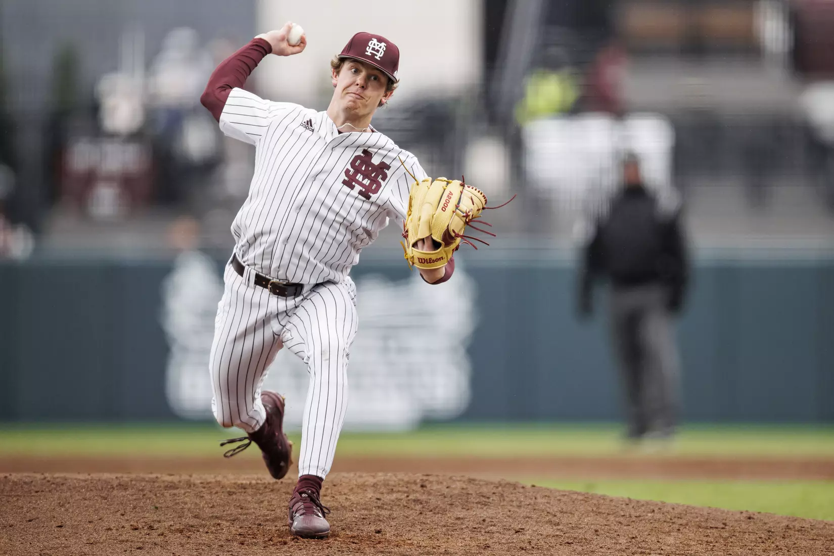 STARKVILLE, MS - February 27, 2022 - Mississippi State Pitcher Cade Smith (#15) during the game between the Northern Kentucky Norse and the Mississippi State Bulldogs at Dudy Noble Field at Polk-Dement Stadium in Starkville, MS. Photo By Austin Perryman