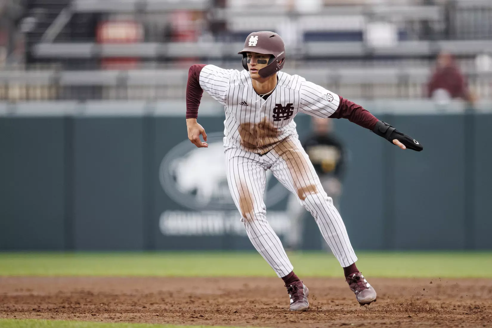 STARKVILLE, MS - February 27, 2022 - Mississippi State Infielder Kamren James (#6) during the game between the Northern Kentucky Norse and the Mississippi State Bulldogs at Dudy Noble Field at Polk-Dement Stadium in Starkville, MS. Photo By Austin Perryman