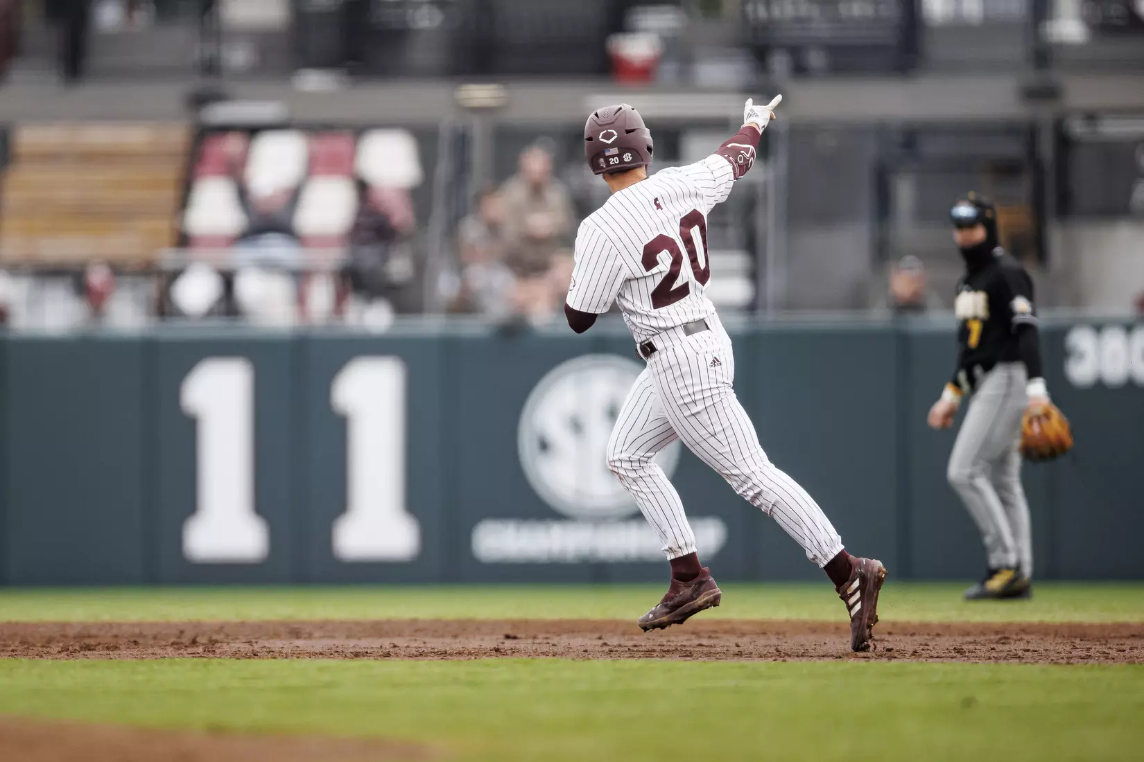 STARKVILLE, MS - February 27, 2022 - Mississippi State Infielder Luke Hancock (#20) during the game between the Northern Kentucky Norse and the Mississippi State Bulldogs at Dudy Noble Field at Polk-Dement Stadium in Starkville, MS. Photo By Austin Perryman