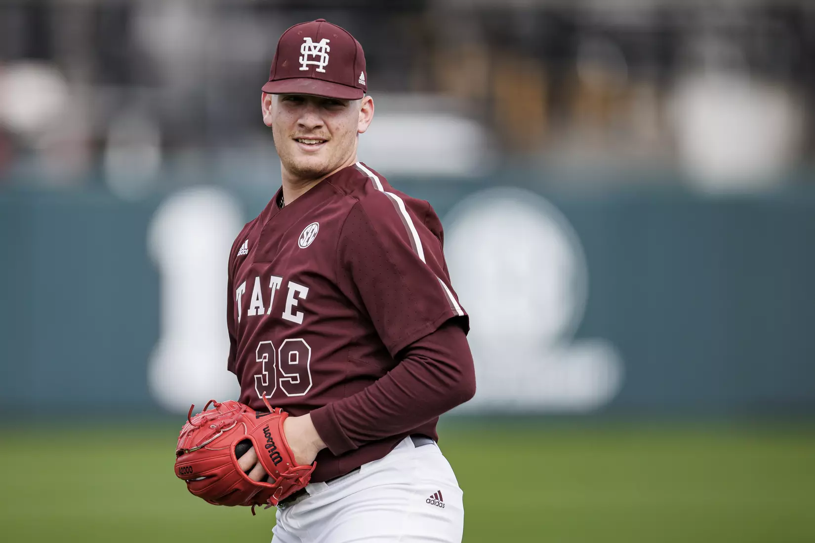STARKVILLE, MS - March 23, 2022 - Mississippi State Pitcher Mikey Tepper (#39) before the game between the Southern Jaguars and the Mississippi State Bulldogs at Dudy Noble Field at Polk-Dement Stadium in Starkville, MS. Photo By Austin Perryman