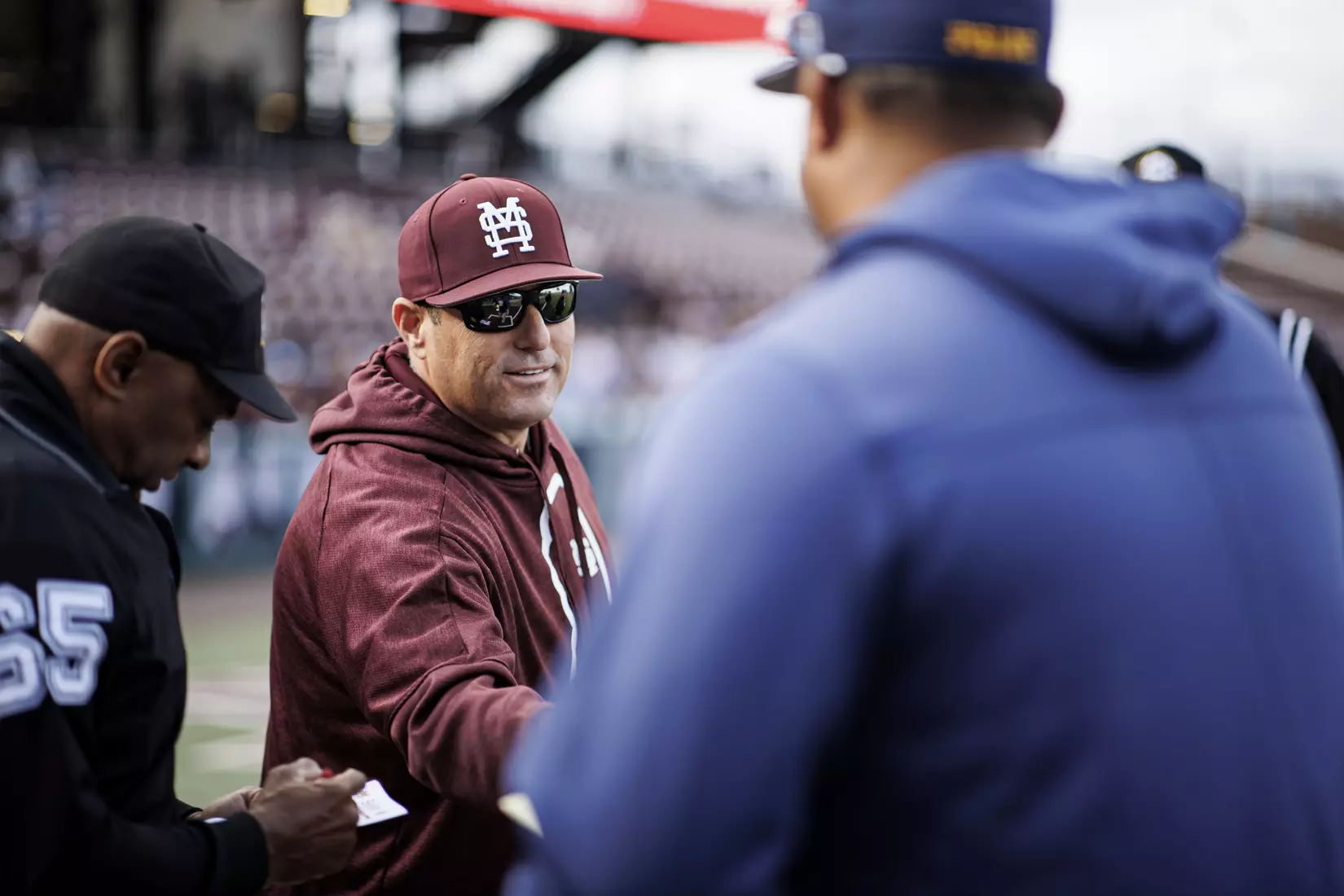 STARKVILLE, MS - March 23, 2022 - Mississippi State Head Coach Chris Lemonis before the game between the Southern Jaguars and the Mississippi State Bulldogs at Dudy Noble Field at Polk-Dement Stadium in Starkville, MS. Photo By Austin Perryman