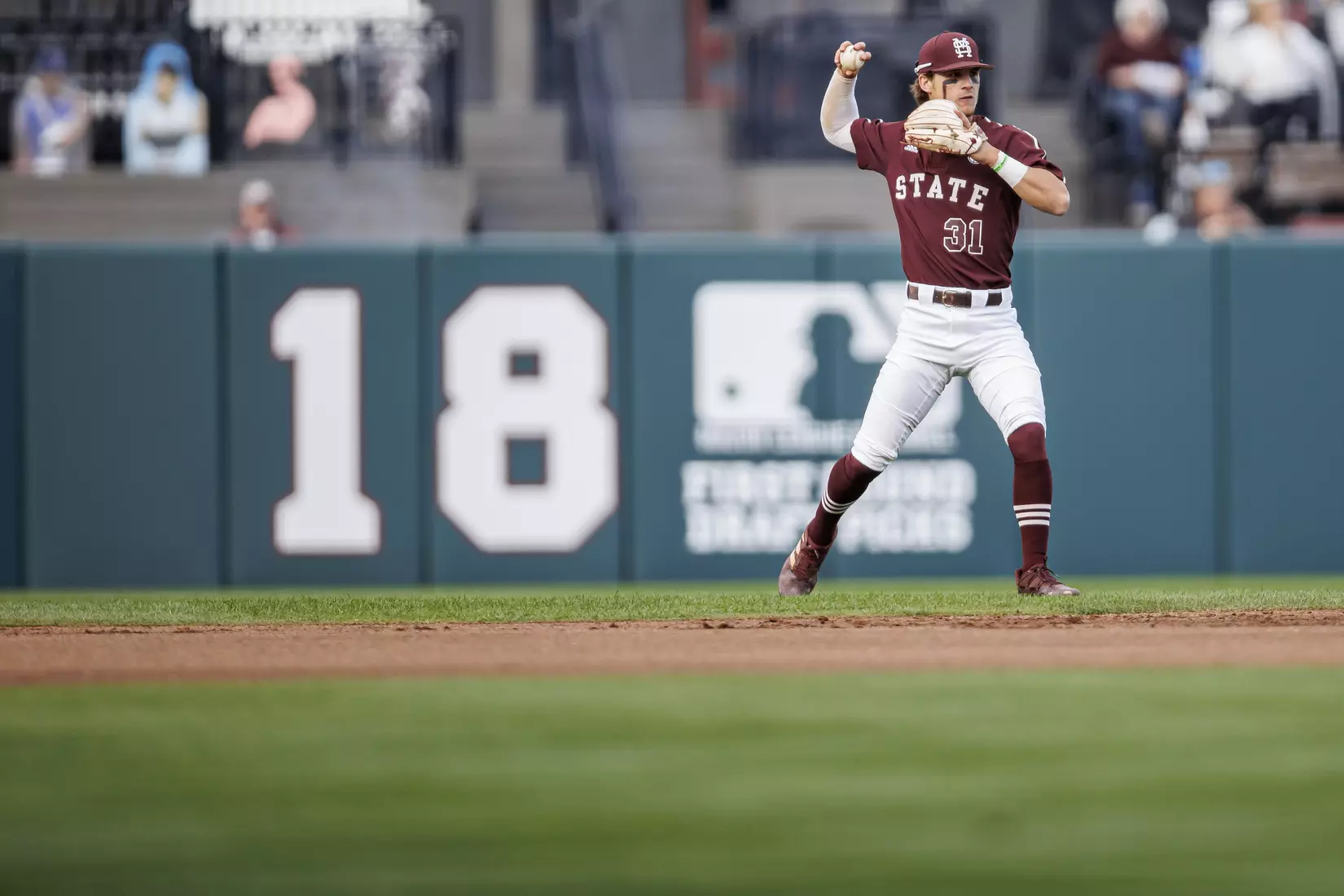 STARKVILLE, MS - March 23, 2022 - Mississippi State Infielder Tanner Leggett (#31) during the game between the Southern Jaguars and the Mississippi State Bulldogs at Dudy Noble Field at Polk-Dement Stadium in Starkville, MS. Photo By Austin Perryman