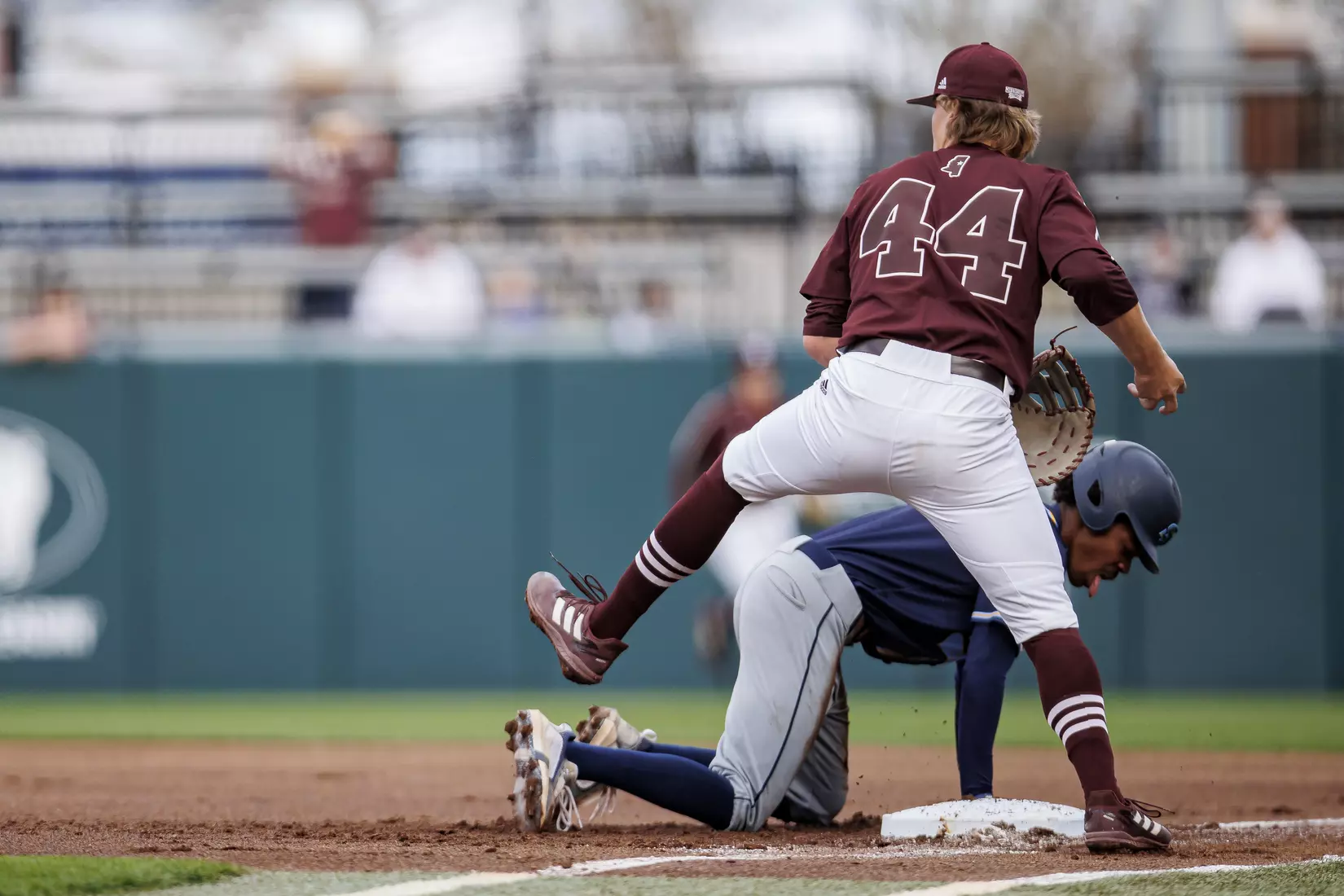 STARKVILLE, MS - March 23, 2022 - Mississippi State Infielder/Outfielder Hunter Hines (#44) during the game between the Southern Jaguars and the Mississippi State Bulldogs at Dudy Noble Field at Polk-Dement Stadium in Starkville, MS. Photo By Austin Perryman