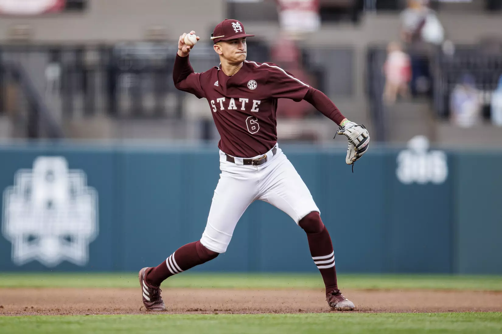 STARKVILLE, MS - March 23, 2022 - Mississippi State Infielder Kamren James (#6) during the game between the Southern Jaguars and the Mississippi State Bulldogs at Dudy Noble Field at Polk-Dement Stadium in Starkville, MS. Photo By Austin Perryman
