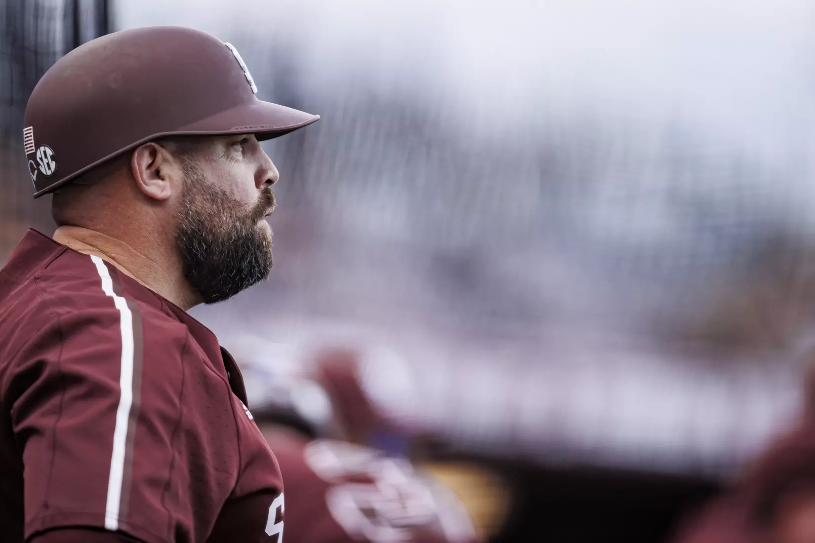 STARKVILLE, MS - March 23, 2022 - Mississippi State Baseball Camps Coordinator/Volunteer Assistant Kyle Cheesebrough during the game between the Southern Jaguars and the Mississippi State Bulldogs at Dudy Noble Field at Polk-Dement Stadium in Starkville, MS. Photo By Austin Perryman