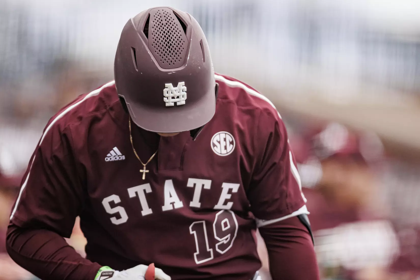 STARKVILLE, MS - March 23, 2022 - Mississippi State Catcher Logan Tanner (#19) during the game between the Southern Jaguars and the Mississippi State Bulldogs at Dudy Noble Field at Polk-Dement Stadium in Starkville, MS. Photo By Austin Perryman