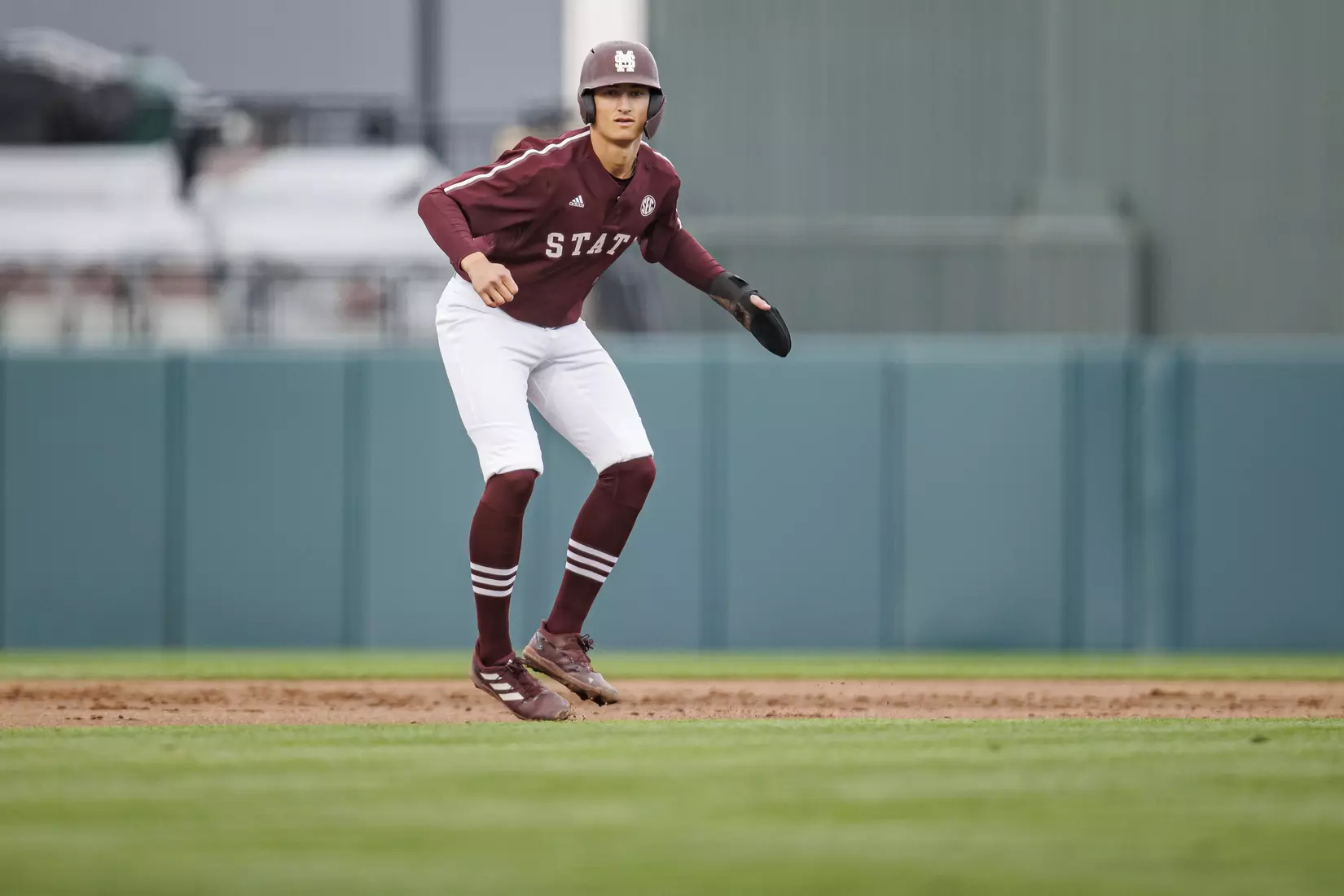 STARKVILLE, MS - March 23, 2022 - Mississippi State Infielder Kamren James (#6) during the game between the Southern Jaguars and the Mississippi State Bulldogs at Dudy Noble Field at Polk-Dement Stadium in Starkville, MS. Photo By Austin Perryman