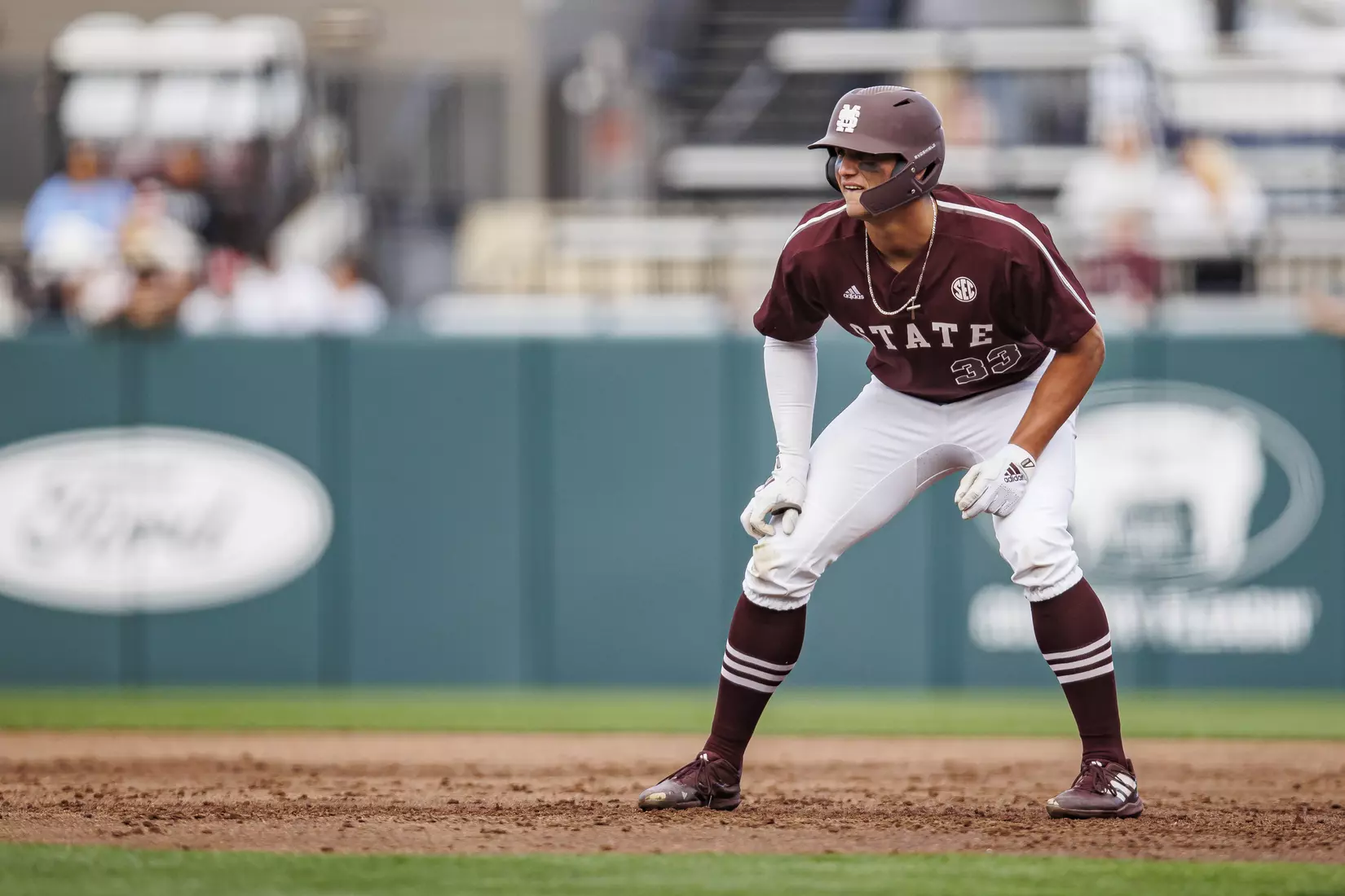 STARKVILLE, MS - March 23, 2022 - Mississippi State Outfielder Brad Cumbest (#33) during the game between the Southern Jaguars and the Mississippi State Bulldogs at Dudy Noble Field at Polk-Dement Stadium in Starkville, MS. Photo By Austin Perryman