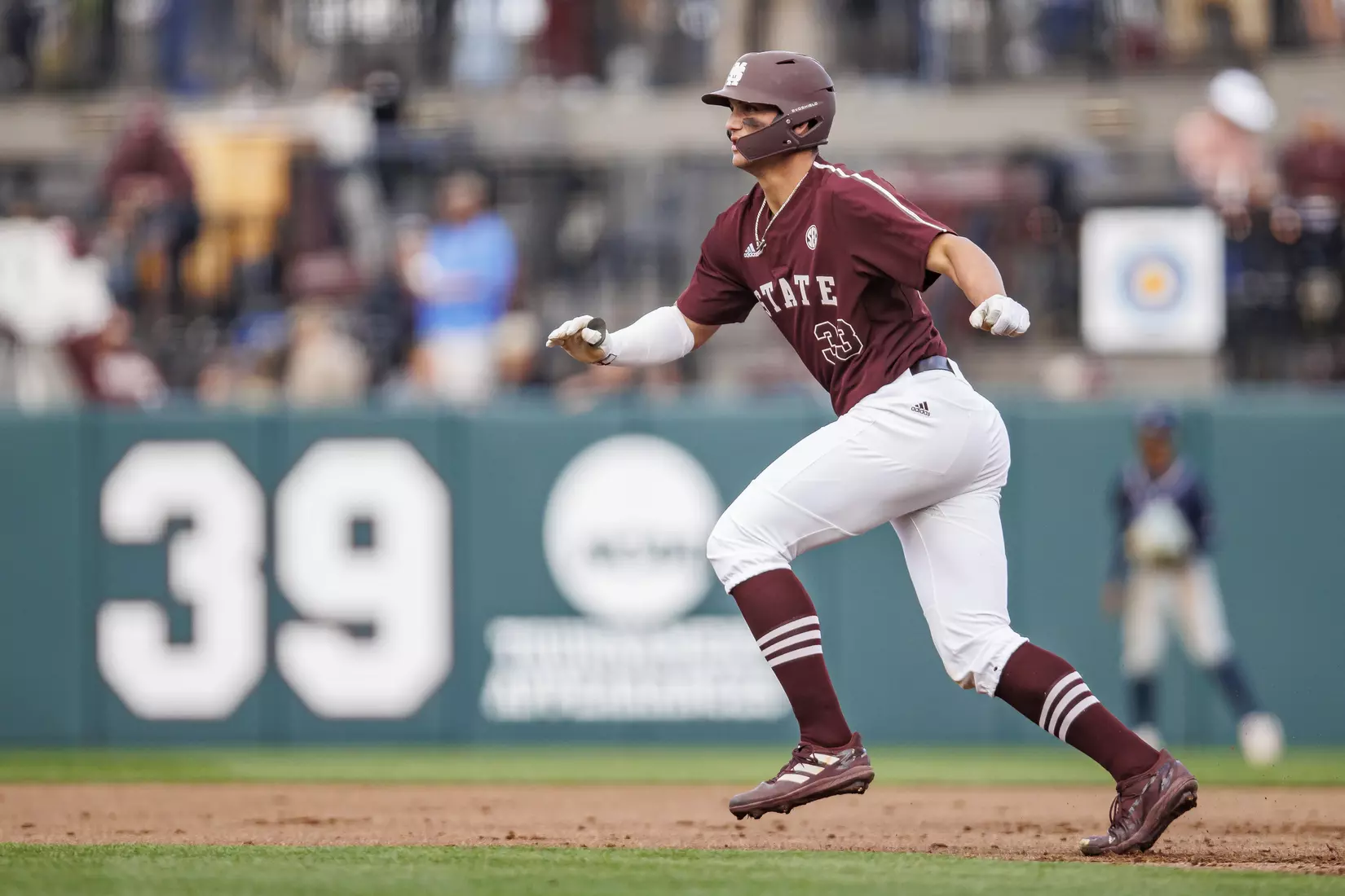 STARKVILLE, MS - March 23, 2022 - Mississippi State Outfielder Brad Cumbest (#33) during the game between the Southern Jaguars and the Mississippi State Bulldogs at Dudy Noble Field at Polk-Dement Stadium in Starkville, MS. Photo By Austin Perryman