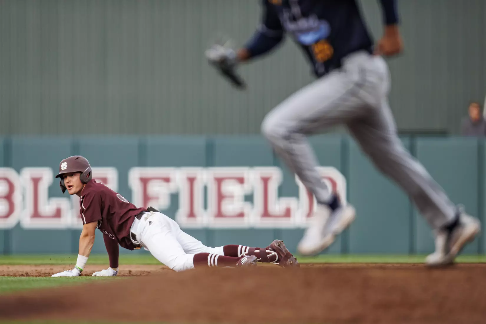 STARKVILLE, MS - March 23, 2022 - Mississippi State Outfielder Jess Davis (#3) during the game between the Southern Jaguars and the Mississippi State Bulldogs at Dudy Noble Field at Polk-Dement Stadium in Starkville, MS. Photo By Austin Perryman