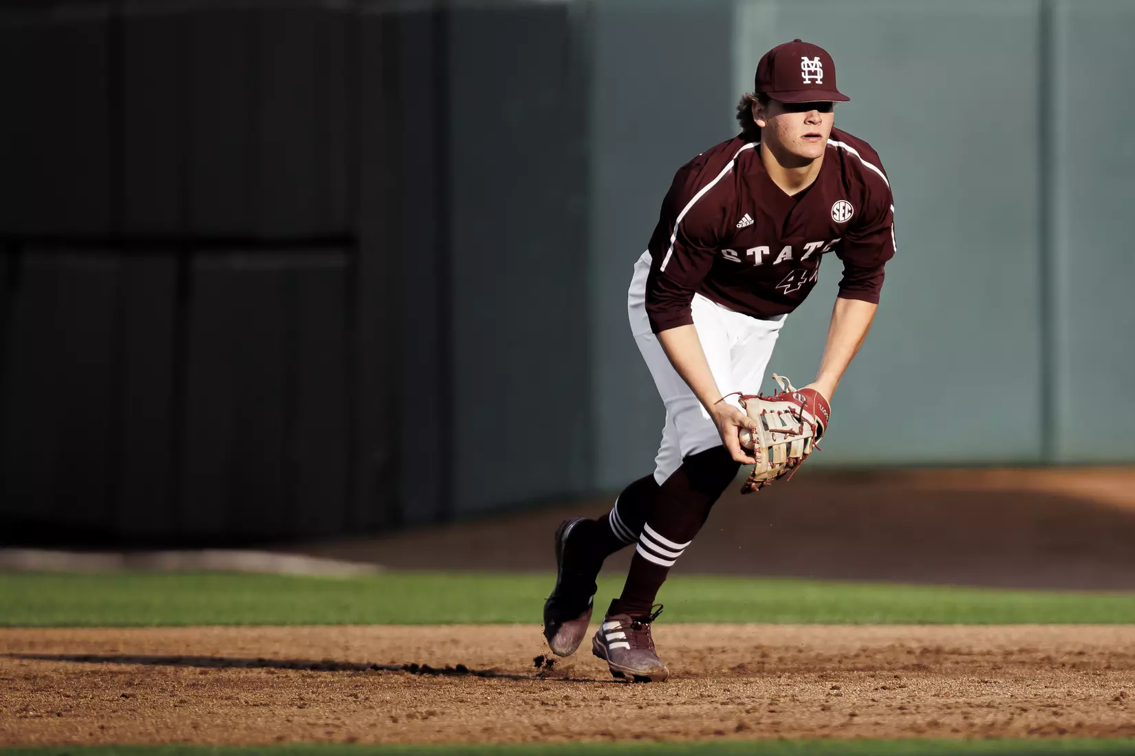 STARKVILLE, MS - March 23, 2022 - Mississippi State Infielder/Outfielder Hunter Hines (#44) during the game between the Southern Jaguars and the Mississippi State Bulldogs at Dudy Noble Field at Polk-Dement Stadium in Starkville, MS. Photo By Austin Perryman