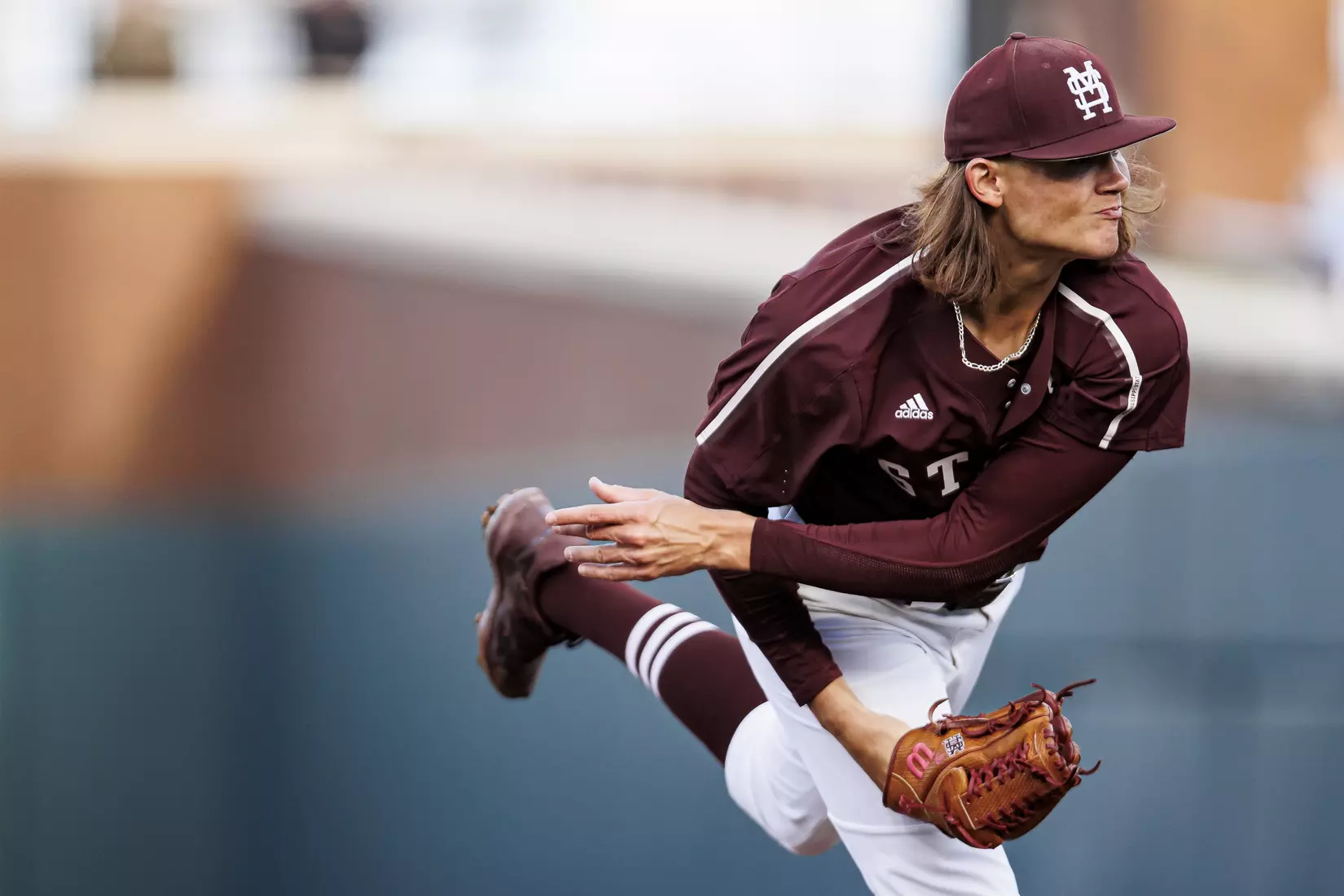 STARKVILLE, MS - March 23, 2022 - Mississippi State Pitcher Pico Kohn (#9) during the game between the Southern Jaguars and the Mississippi State Bulldogs at Dudy Noble Field at Polk-Dement Stadium in Starkville, MS. Photo By Austin Perryman