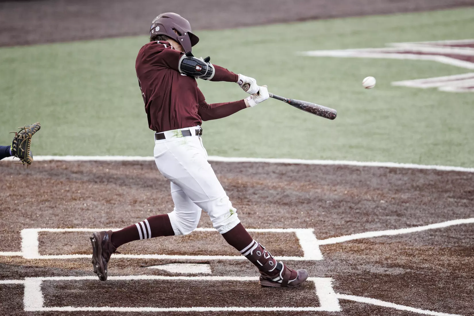 STARKVILLE, MS - March 23, 2022 - Mississippi State Outfielder Kellum Clark (#11) hits a home run during the game between the Southern Jaguars and the Mississippi State Bulldogs at Dudy Noble Field at Polk-Dement Stadium in Starkville, MS. Photo By Austin Perryman