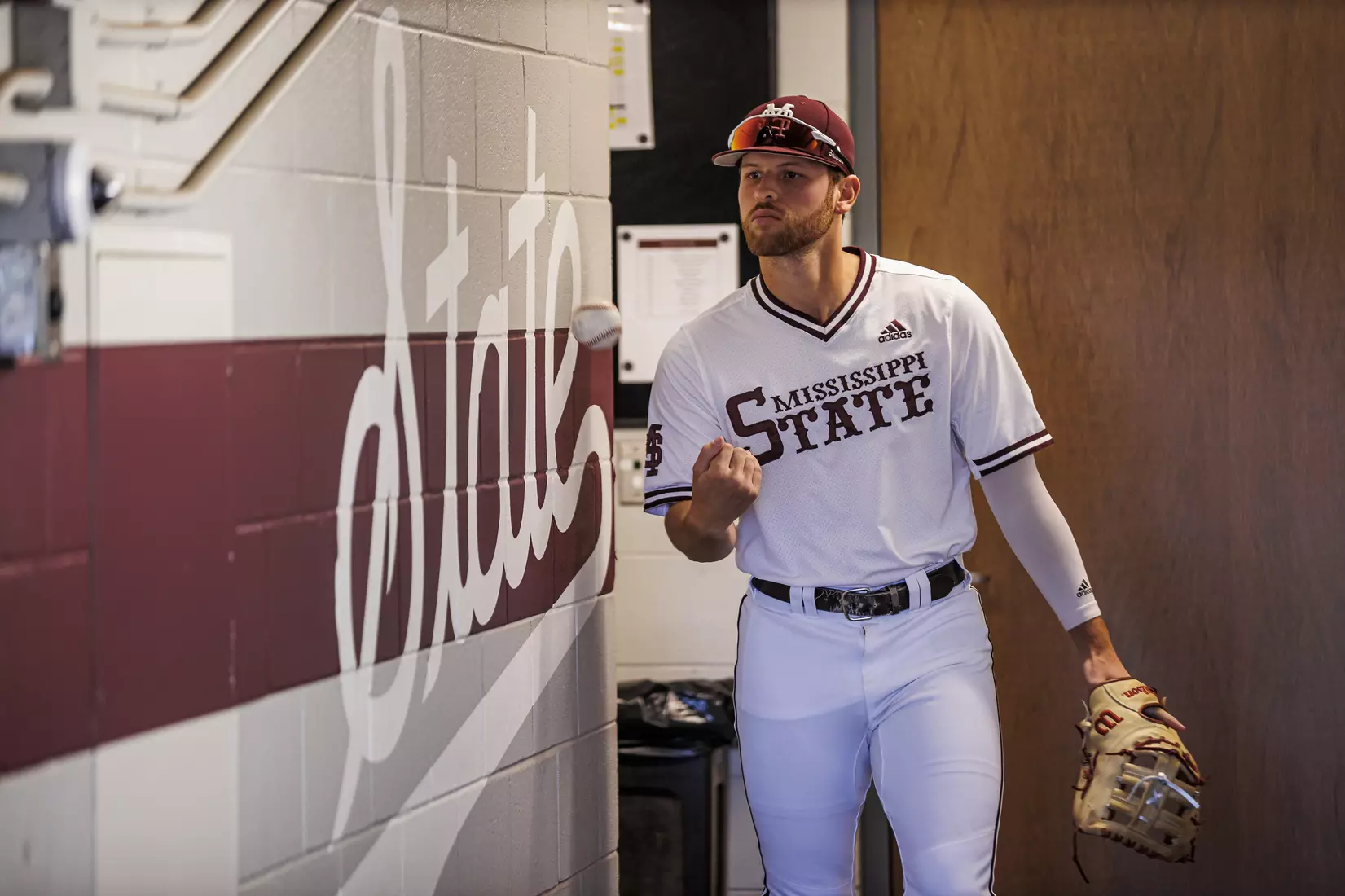 STARKVILLE, MS - March 26, 2022 - Mississippi State Infielder Luke Hancock (#20) before the game between the Alabama Crimson Tide and the Mississippi State Bulldogs at Dudy Noble Field at Polk-Dement Stadium in Starkville, MS. Photo By Kevin Snyder