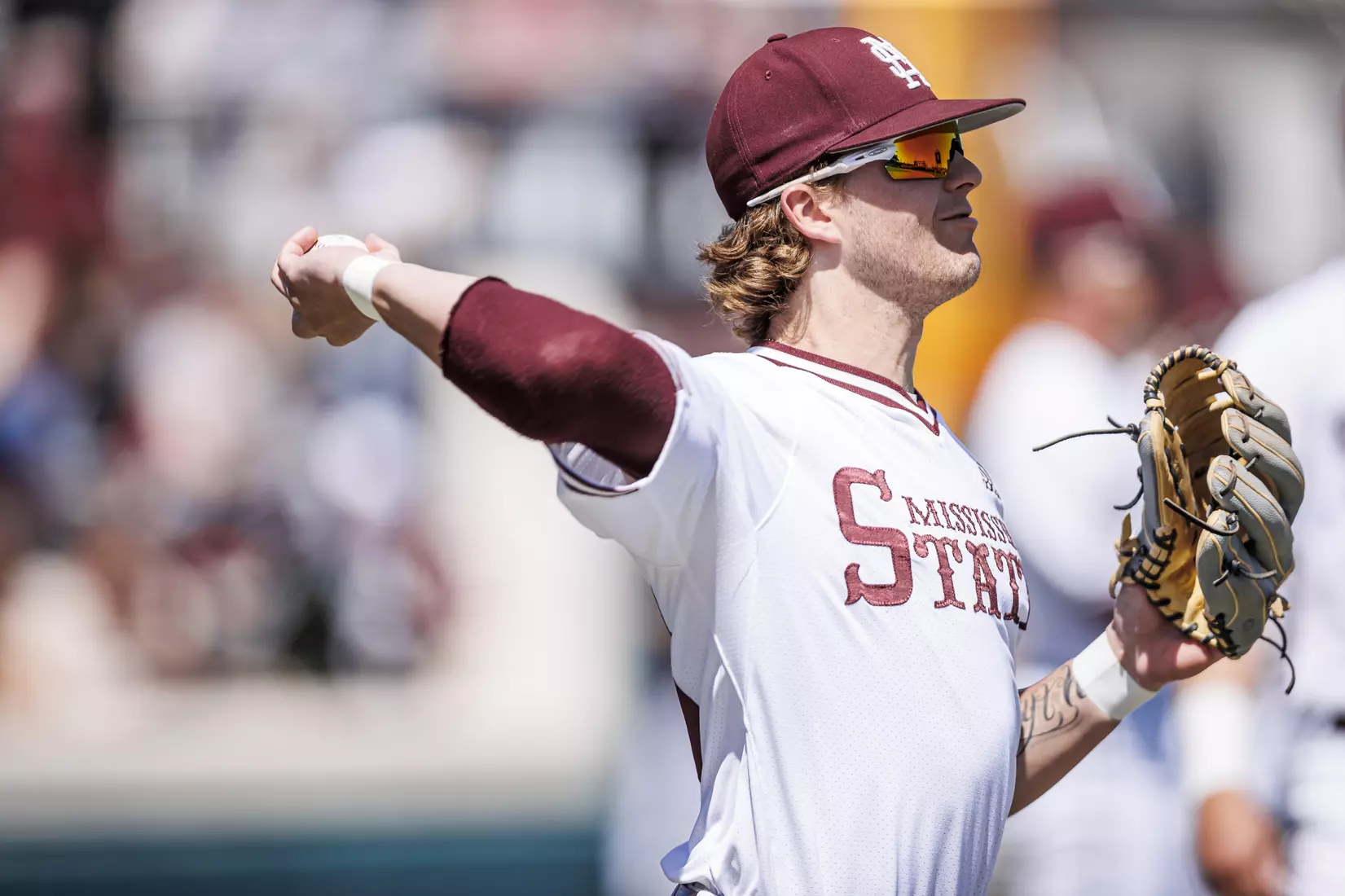STARKVILLE, MS - March 26, 2022 - Mississippi State Infielder Lane Forsythe (#43) before the game between the Alabama Crimson Tide and the Mississippi State Bulldogs at Dudy Noble Field at Polk-Dement Stadium in Starkville, MS. Photo By Kevin Snyder