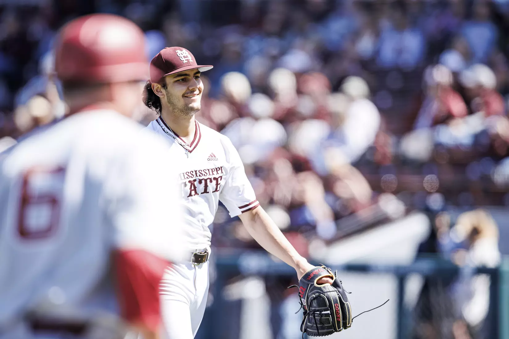 STARKVILLE, MS - March 26, 2022 - Mississippi State Pitcher Parker Stinnett (#32) during the game between the Alabama Crimson Tide and the Mississippi State Bulldogs at Dudy Noble Field at Polk-Dement Stadium in Starkville, MS. Photo By Kevin Snyder