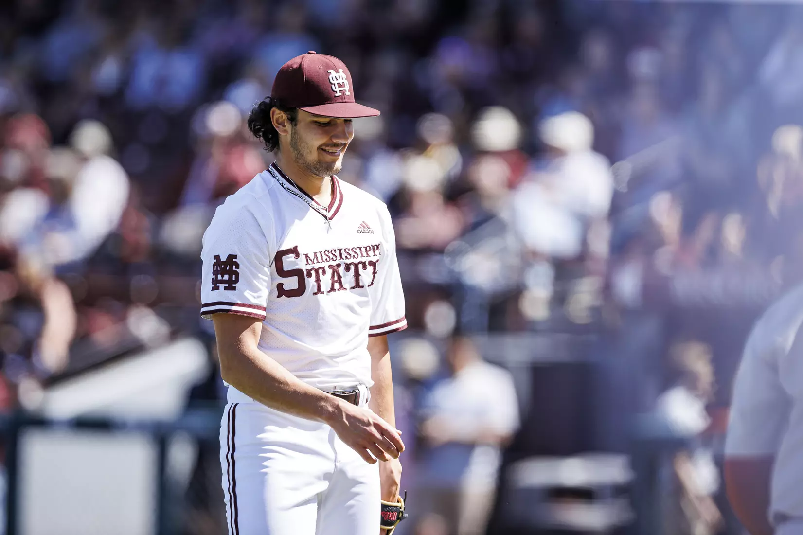 STARKVILLE, MS - March 26, 2022 - Mississippi State Pitcher Parker Stinnett (#32) during the game between the Alabama Crimson Tide and the Mississippi State Bulldogs at Dudy Noble Field at Polk-Dement Stadium in Starkville, MS. Photo By Kevin Snyder
