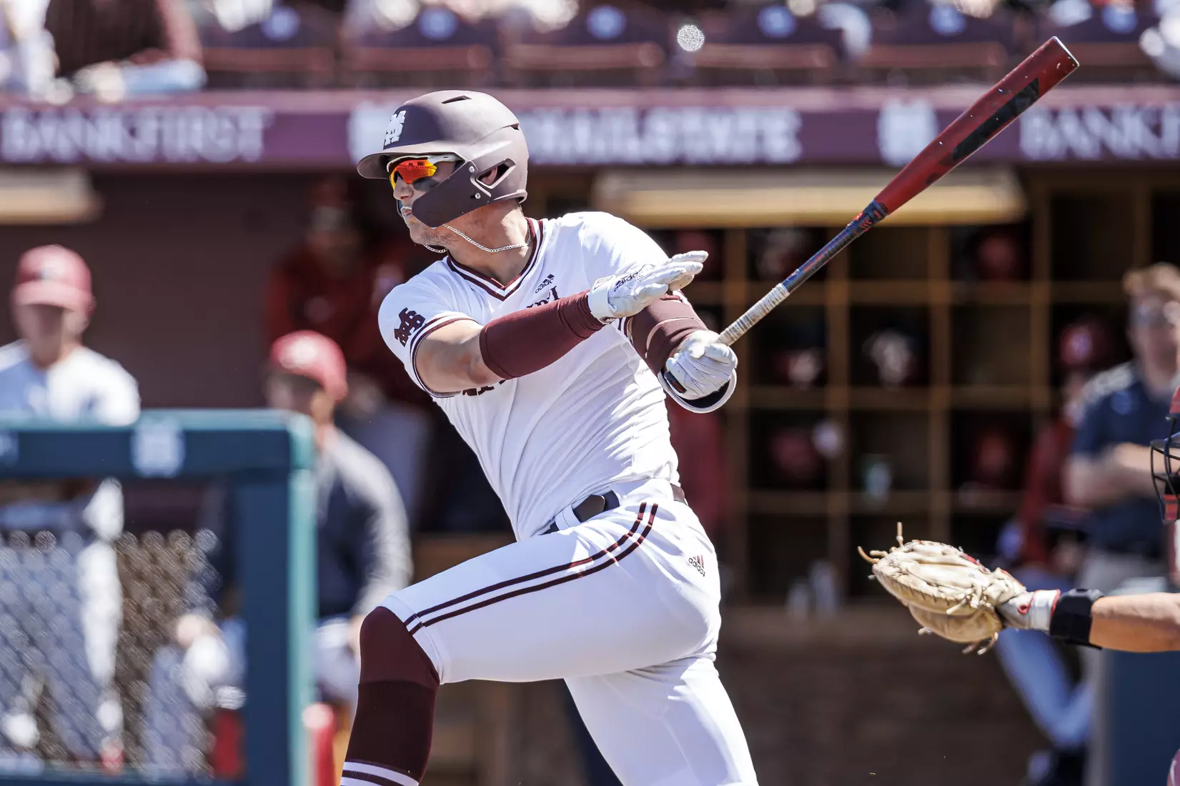 STARKVILLE, MS - March 26, 2022 - Mississippi State Outfielder Brad Cumbest (#33) during the game between the Alabama Crimson Tide and the Mississippi State Bulldogs at Dudy Noble Field at Polk-Dement Stadium in Starkville, MS. Photo By Kevin Snyder