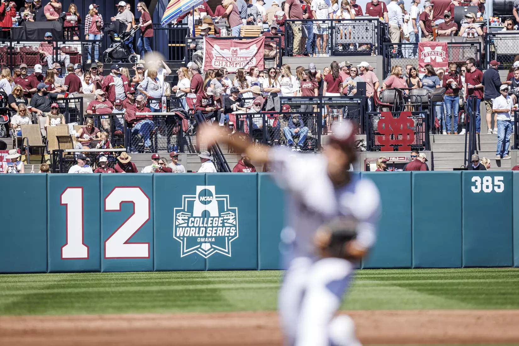 STARKVILLE, MS - March 26, 2022 - Mississippi State fans in the left field rigs during the game between the Alabama Crimson Tide and the Mississippi State Bulldogs at Dudy Noble Field at Polk-Dement Stadium in Starkville, MS. Photo By Kevin Snyder