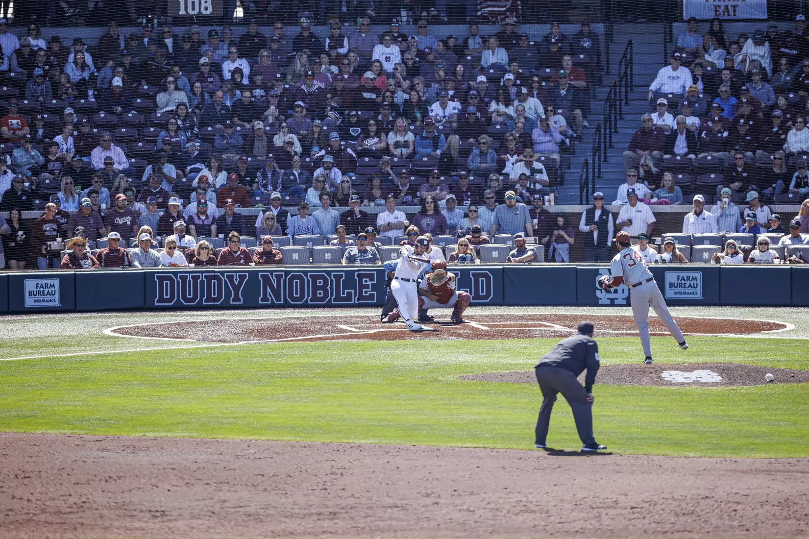STARKVILLE, MS - March 26, 2022 - Mississippi State Infielder Luke Hancock (#20) hits a home run during the game between the Alabama Crimson Tide and the Mississippi State Bulldogs at Dudy Noble Field at Polk-Dement Stadium in Starkville, MS. Photo By Kevin Snyder