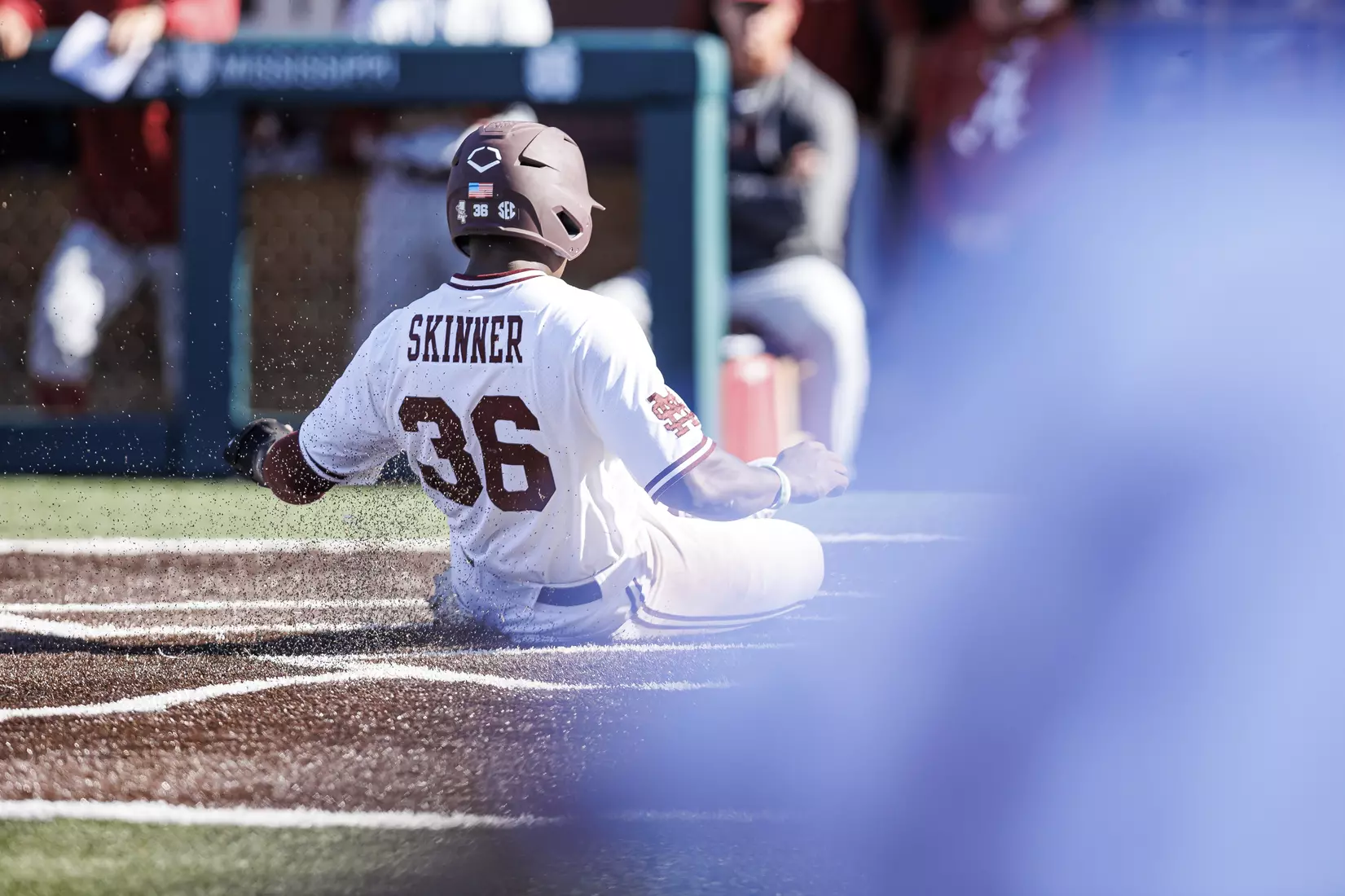 STARKVILLE, MS - March 26, 2022 - Mississippi State Outfielder Brayland Skinner (#36) during the game between the Alabama Crimson Tide and the Mississippi State Bulldogs at Dudy Noble Field at Polk-Dement Stadium in Starkville, MS. Photo By Kevin Snyder