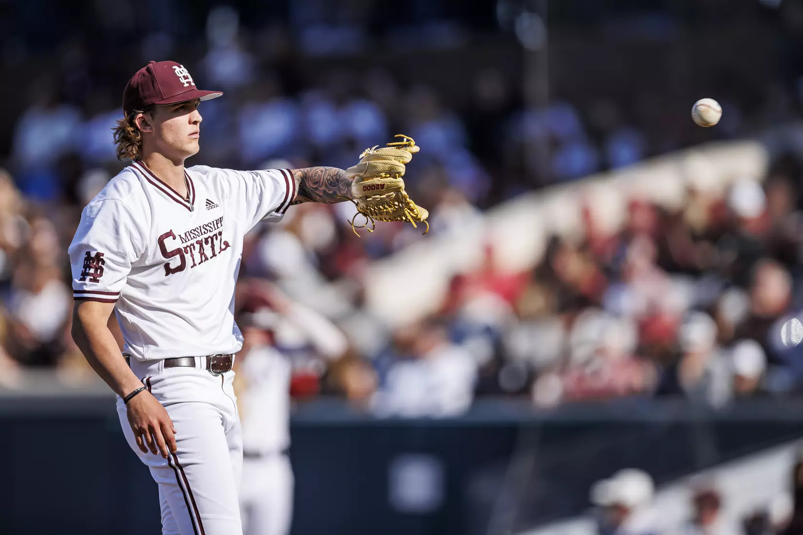 STARKVILLE, MS - March 26, 2022 - Mississippi State Pitcher Jackson Fristoe (#27) during the game between the Alabama Crimson Tide and the Mississippi State Bulldogs at Dudy Noble Field at Polk-Dement Stadium in Starkville, MS. Photo By Kevin Snyder