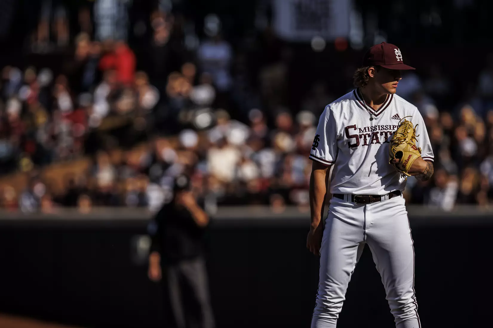 STARKVILLE, MS - March 26, 2022 - Mississippi State Pitcher Jackson Fristoe (#27) during the game between the Alabama Crimson Tide and the Mississippi State Bulldogs at Dudy Noble Field at Polk-Dement Stadium in Starkville, MS. Photo By Kevin Snyder