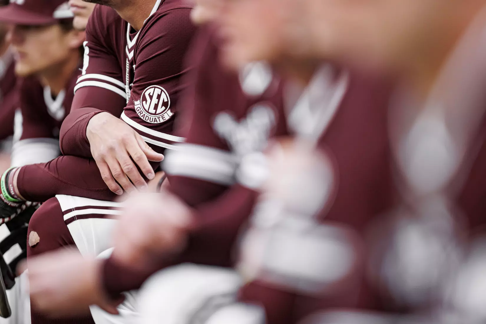 STARKVILLE, MS - April 08, 2022 - SEC Graduate patch before the game between the LSU Tigers and the Mississippi State Bulldogs at Dudy Noble Field at Polk-Dement Stadium in Starkville, MS. Photo By Austin Perryman