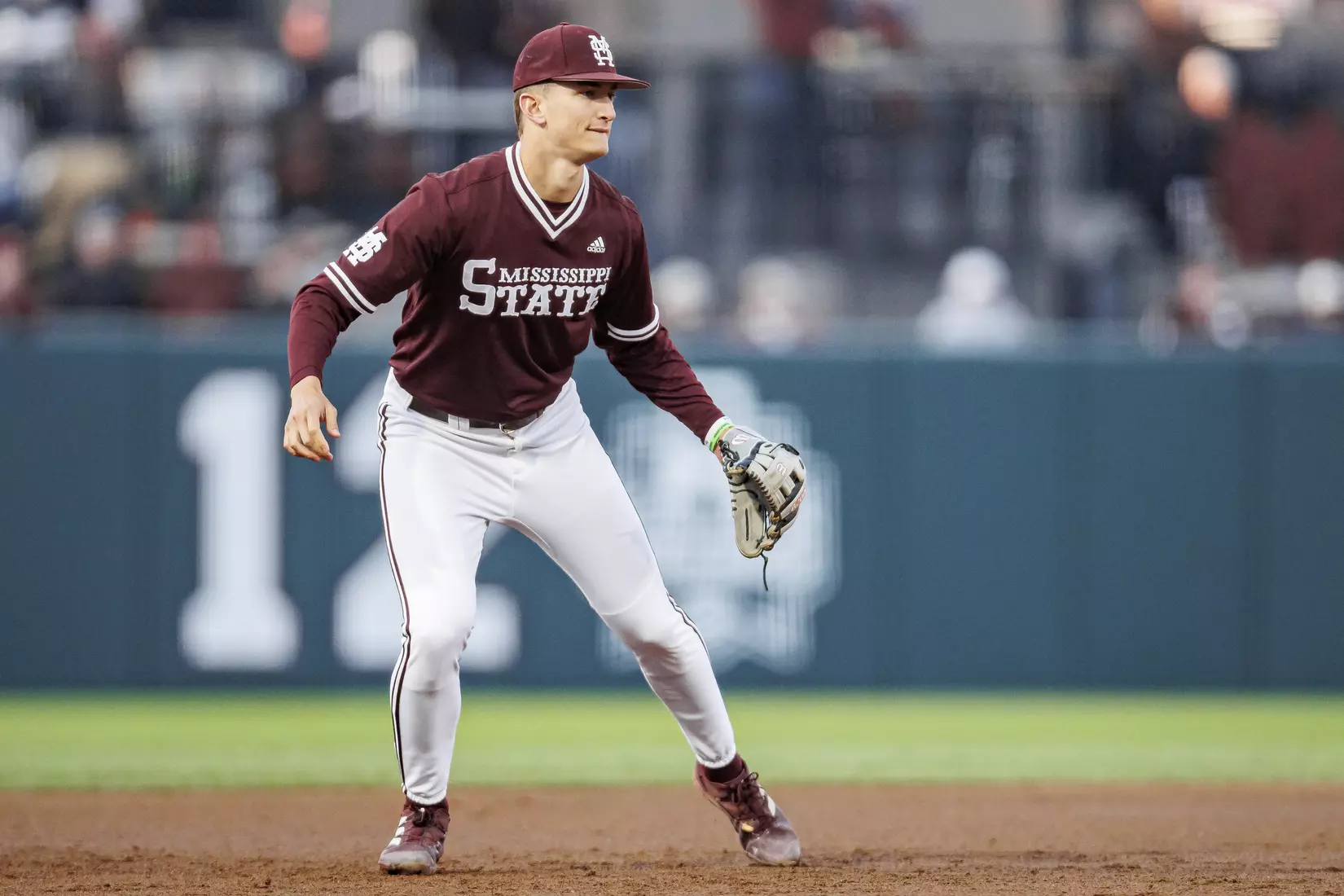 STARKVILLE, MS - April 08, 2022 - Mississippi State Infielder Kamren James (#6) during the game between the LSU Tigers and the Mississippi State Bulldogs at Dudy Noble Field at Polk-Dement Stadium in Starkville, MS. Photo By Austin Perryman