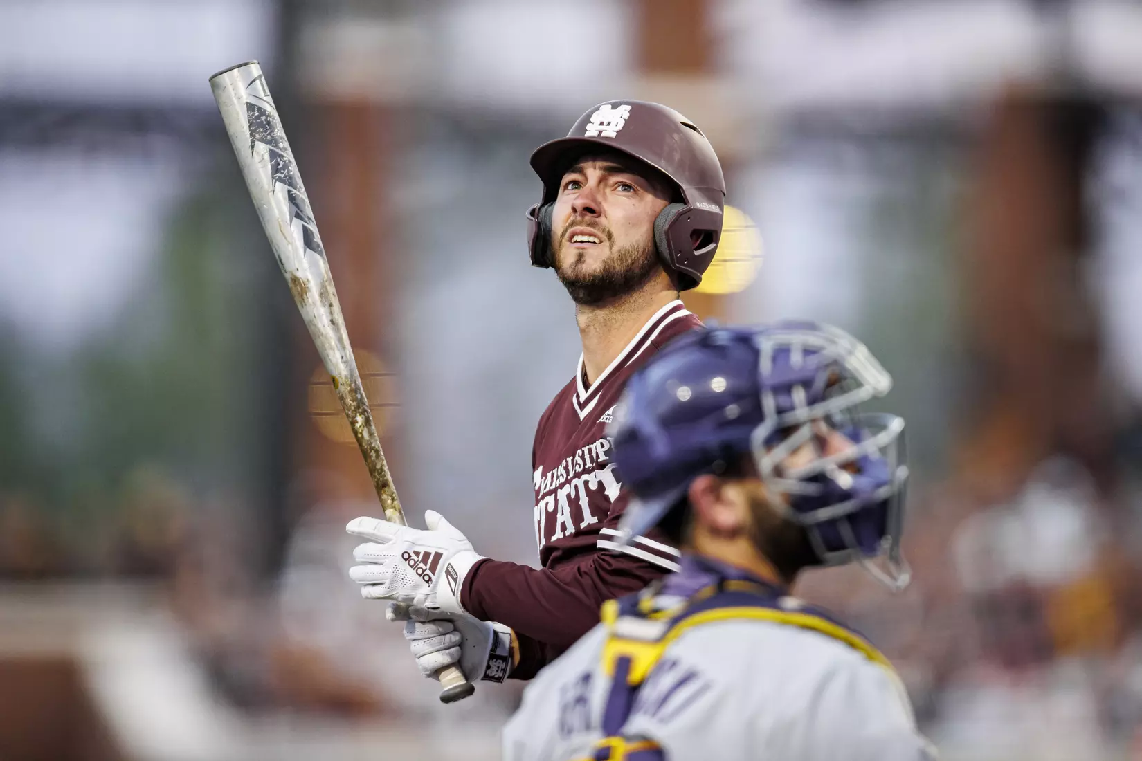 STARKVILLE, MS - April 08, 2022 - Mississippi State Outfielder Drew McGowan (#8) during the game between the LSU Tigers and the Mississippi State Bulldogs at Dudy Noble Field at Polk-Dement Stadium in Starkville, MS. Photo By Austin Perryman