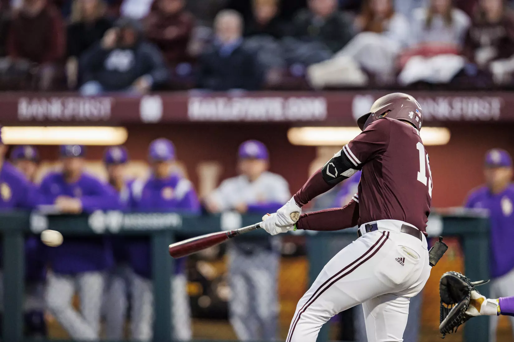 STARKVILLE, MS - April 08, 2022 - Mississippi State Catcher Logan Tanner (#19) during the game between the LSU Tigers and the Mississippi State Bulldogs at Dudy Noble Field at Polk-Dement Stadium in Starkville, MS. Photo By Austin Perryman