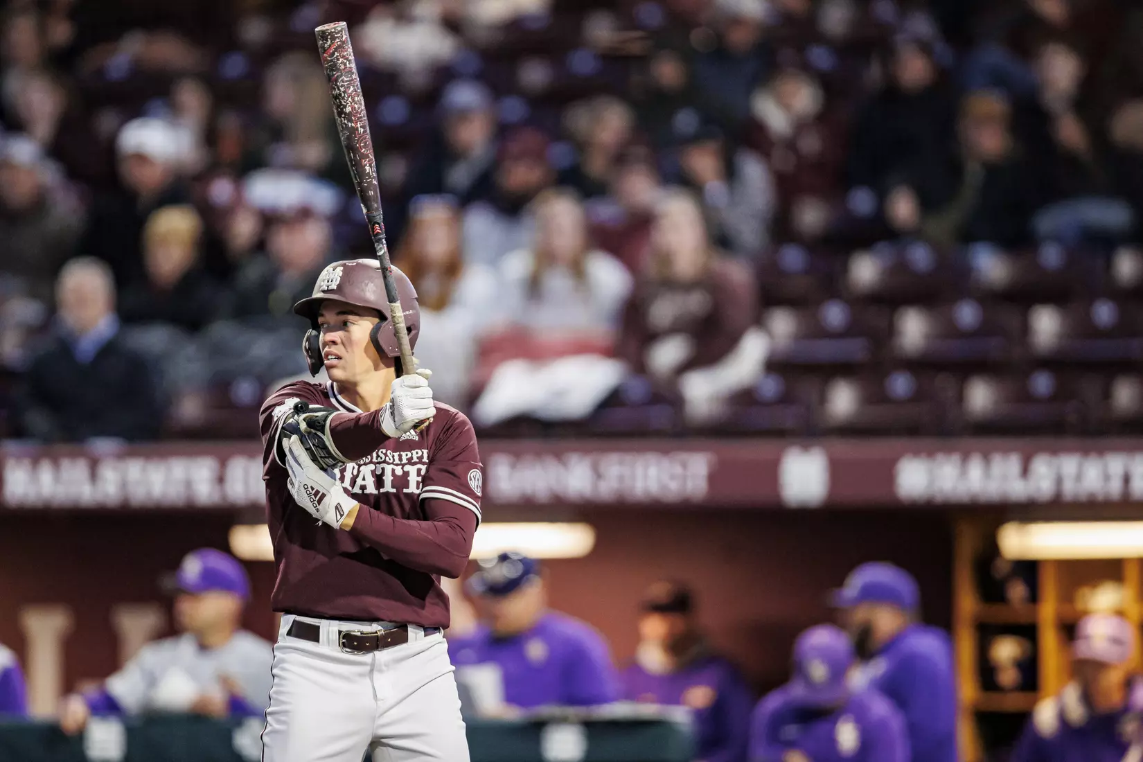 STARKVILLE, MS - April 08, 2022 - Mississippi State Outfielder Kellum Clark (#11) during the game between the LSU Tigers and the Mississippi State Bulldogs at Dudy Noble Field at Polk-Dement Stadium in Starkville, MS. Photo By Austin Perryman