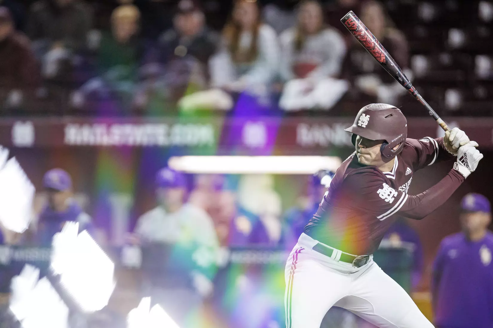 STARKVILLE, MS - April 08, 2022 - Mississippi State Infielder/Outfielder Hunter Hines (#44) during the game between the LSU Tigers and the Mississippi State Bulldogs at Dudy Noble Field at Polk-Dement Stadium in Starkville, MS. Photo By Austin Perryman