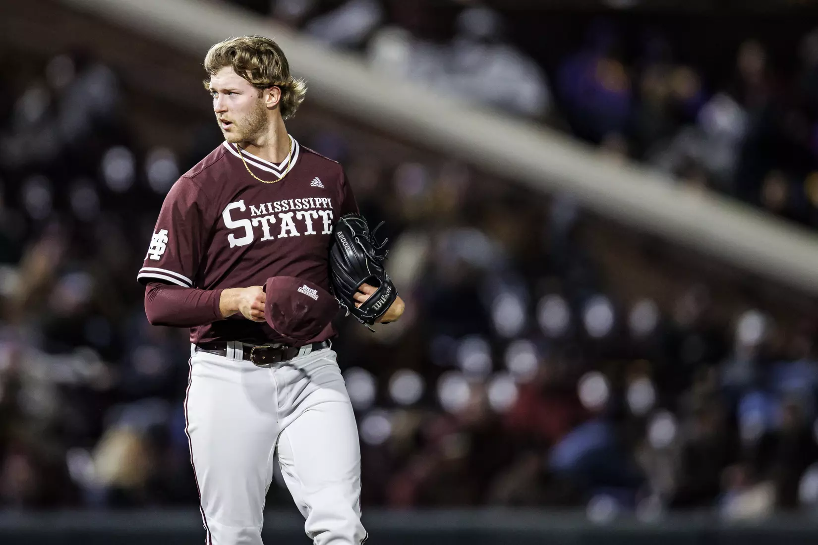 STARKVILLE, MS - April 08, 2022 - Mississippi State Pitcher KC Hunt (#2) during the game between the LSU Tigers and the Mississippi State Bulldogs at Dudy Noble Field at Polk-Dement Stadium in Starkville, MS. Photo By Austin Perryman