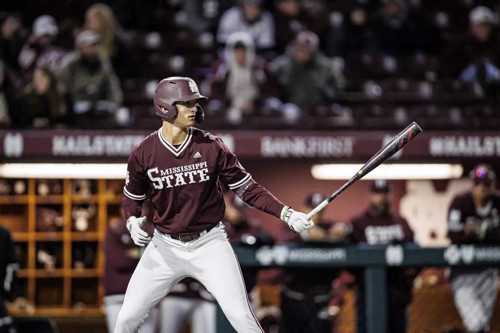 STARKVILLE, MS - April 08, 2022 - Mississippi State Infielder Kamren James (#6) during the game between the LSU Tigers and the Mississippi State Bulldogs at Dudy Noble Field at Polk-Dement Stadium in Starkville, MS. Photo By Austin Perryman