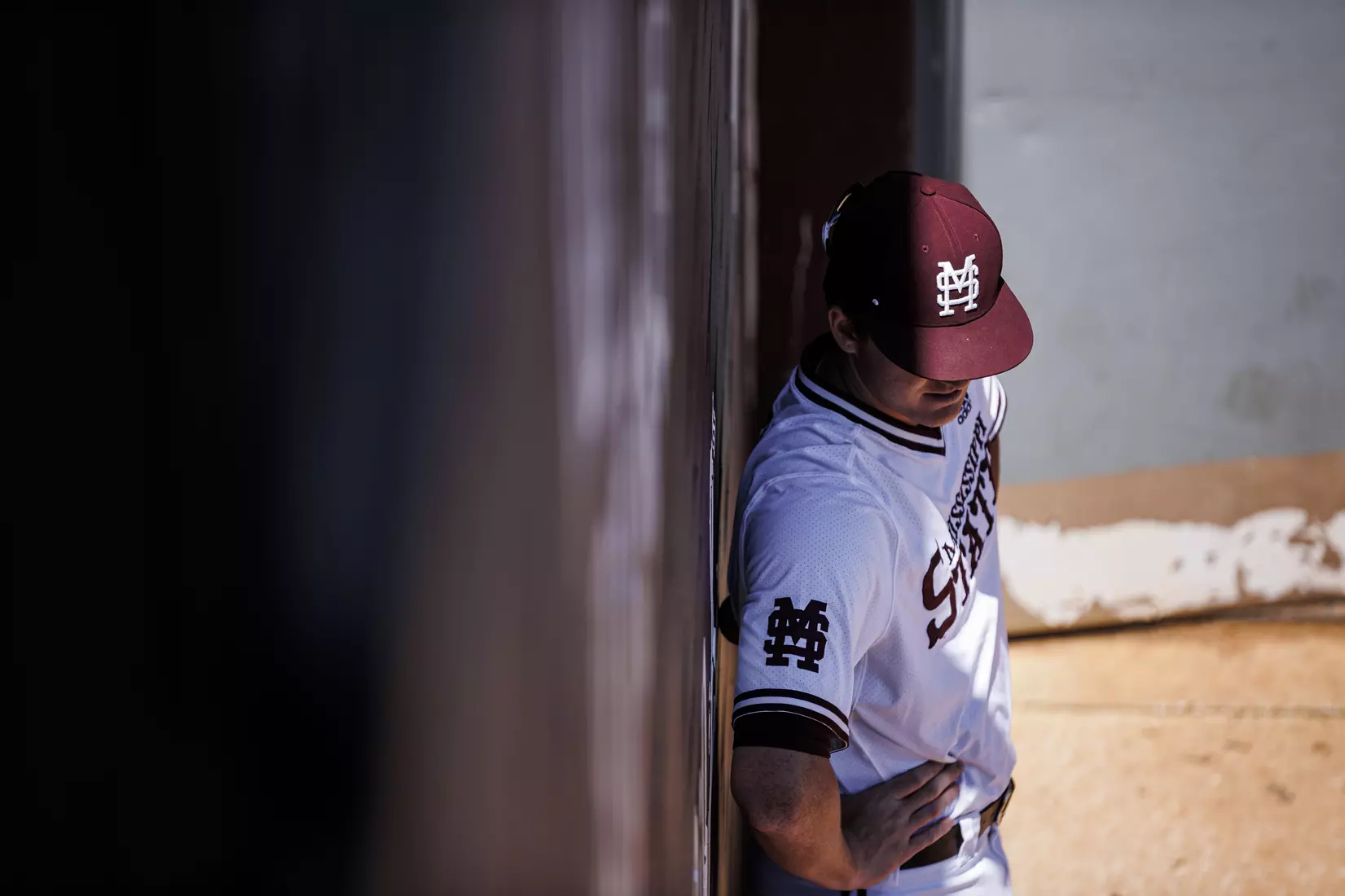 STARKVILLE, MS - April 09, 2022 - Mississippi State Pitcher Brooks Auger (#48) before the game between the LSU Tigers and the Mississippi State Bulldogs at Dudy Noble Field at Polk-Dement Stadium in Starkville, MS. Photo By Mississippi State Athletics