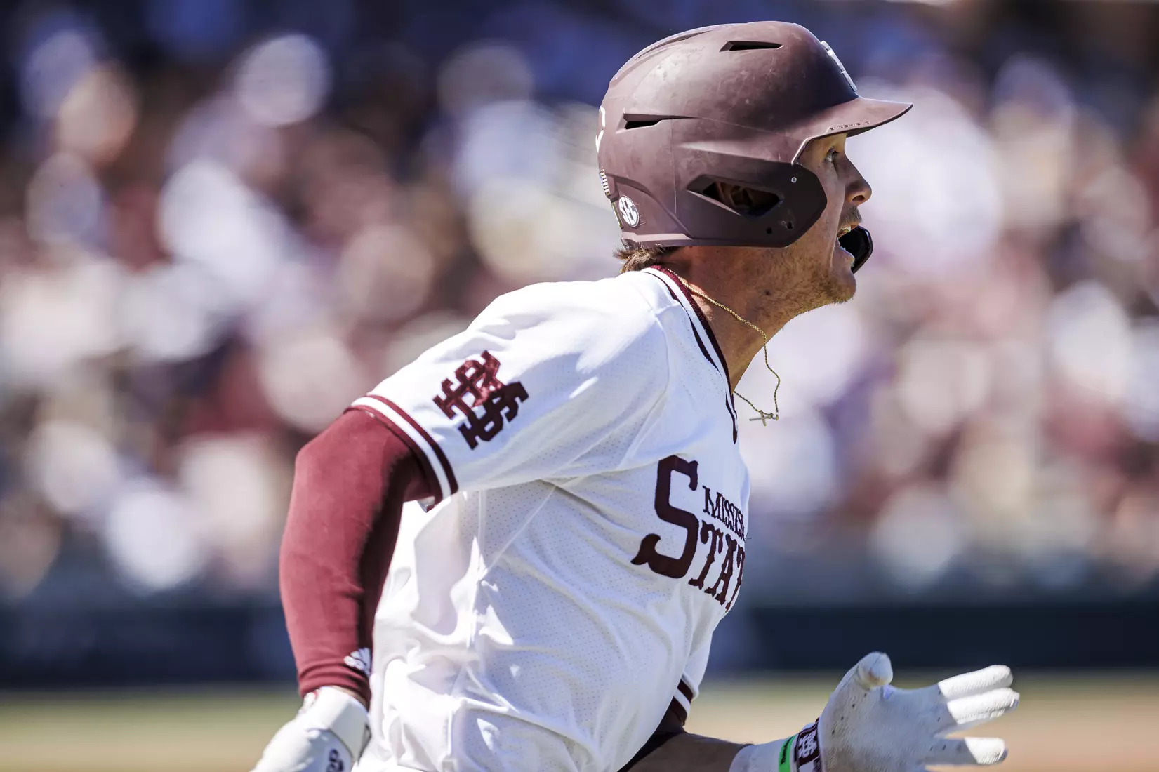 STARKVILLE, MS - April 09, 2022 - Mississippi State Infielder RJ Yeager (#4) during the game between the LSU Tigers and the Mississippi State Bulldogs at Dudy Noble Field at Polk-Dement Stadium in Starkville, MS. Photo By Mississippi State Athletics