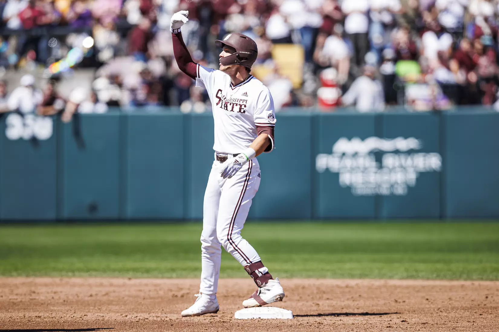 STARKVILLE, MS - April 09, 2022 - Mississippi State Infielder RJ Yeager (#4) during the game between the LSU Tigers and the Mississippi State Bulldogs at Dudy Noble Field at Polk-Dement Stadium in Starkville, MS. Photo By Mississippi State Athletics