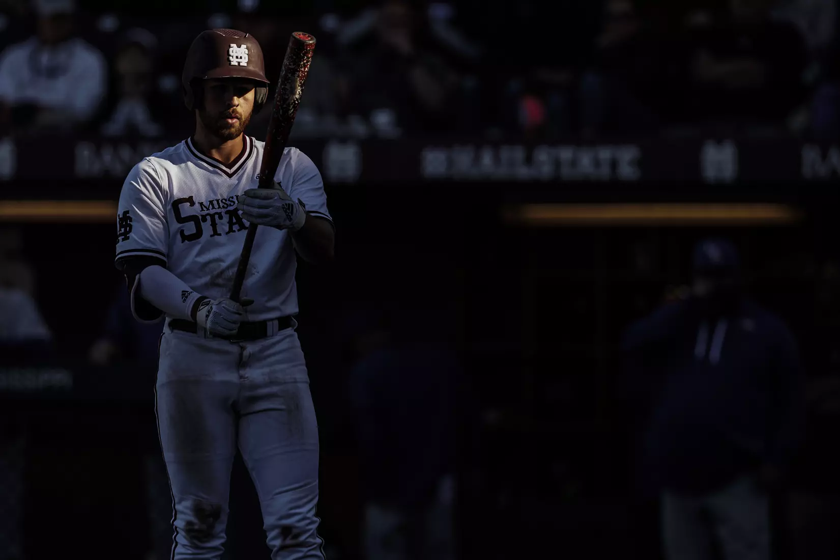STARKVILLE, MS - April 09, 2022 - Mississippi State Infielder Luke Hancock (#20) during the game between the LSU Tigers and the Mississippi State Bulldogs at Dudy Noble Field at Polk-Dement Stadium in Starkville, MS. Photo By Mississippi State Athletics