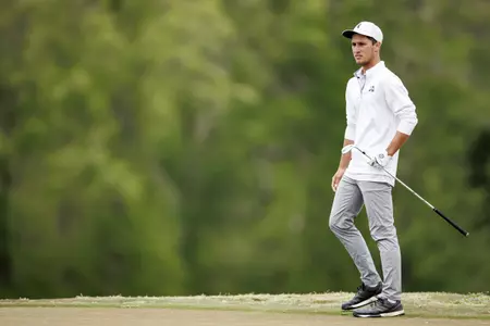 WEST POINT, MS - April 11, 2022 - Mississippi State's Hunter Logan during the Mossy Oak Collegiate Championship at Mossy Oak Golf Club in West Point, MS. Photo By Austin Perryman