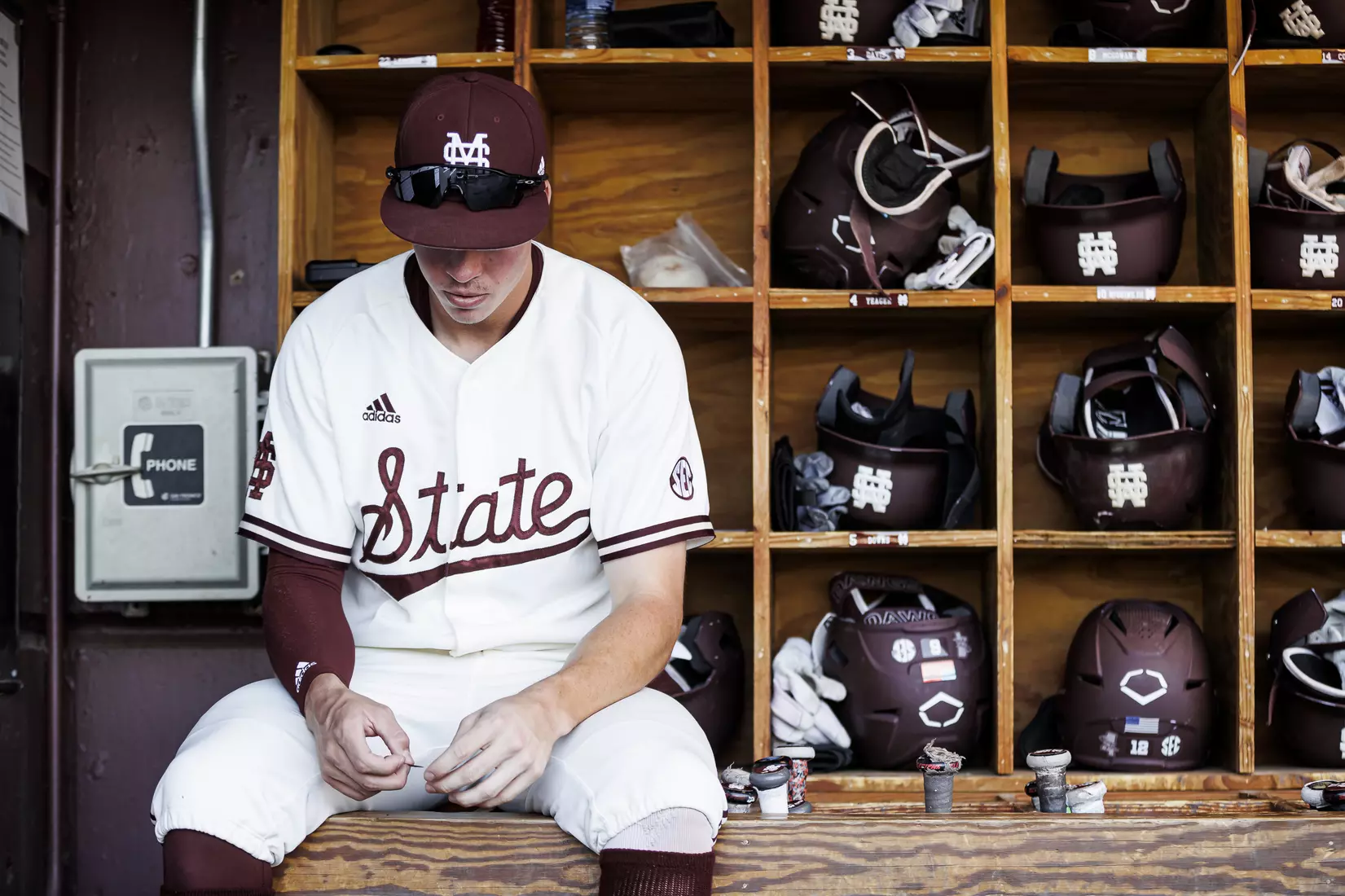 STARKVILLE, MS - April 19, 2022 - Mississippi State Outfielder Kellum Clark (#11) before the game between the Jackson State Tigers and the Mississippi State Bulldogs at Dudy Noble Field at Polk-Dement Stadium in Starkville, MS. Photo By Kevin Snyder