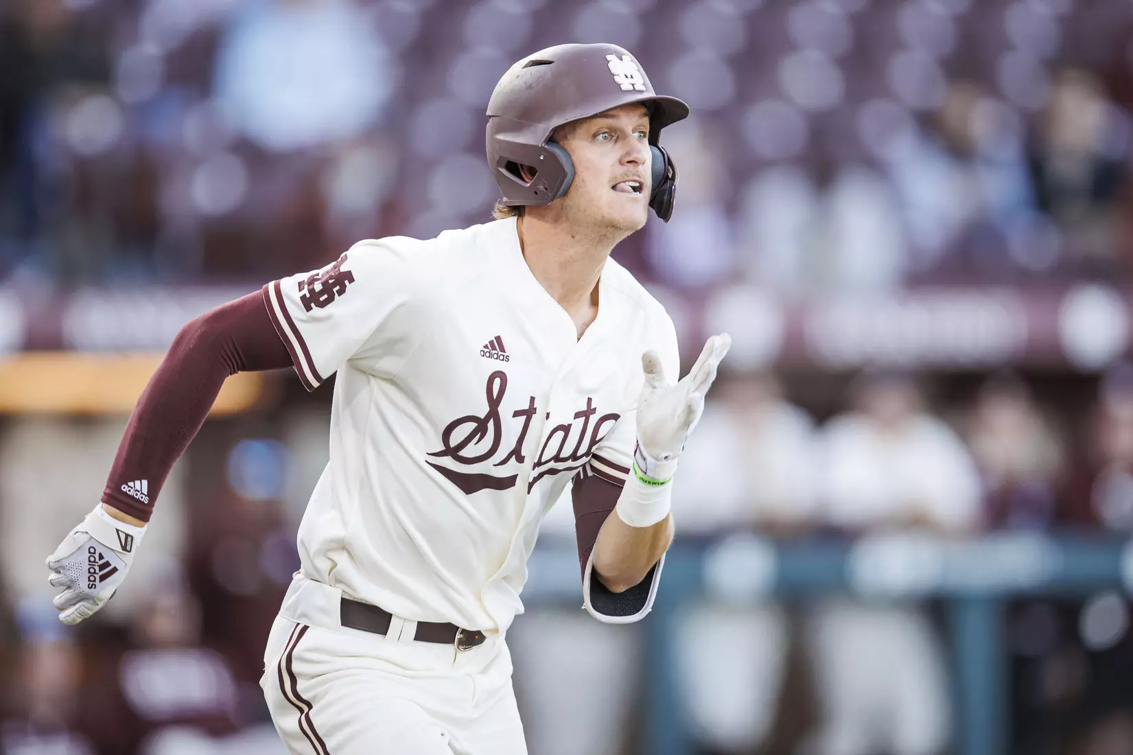 STARKVILLE, MS - April 19, 2022 - Mississippi State Infielder RJ Yeager (#4) during the game between the Jackson State Tigers and the Mississippi State Bulldogs at Dudy Noble Field at Polk-Dement Stadium in Starkville, MS. Photo By Kevin Snyder