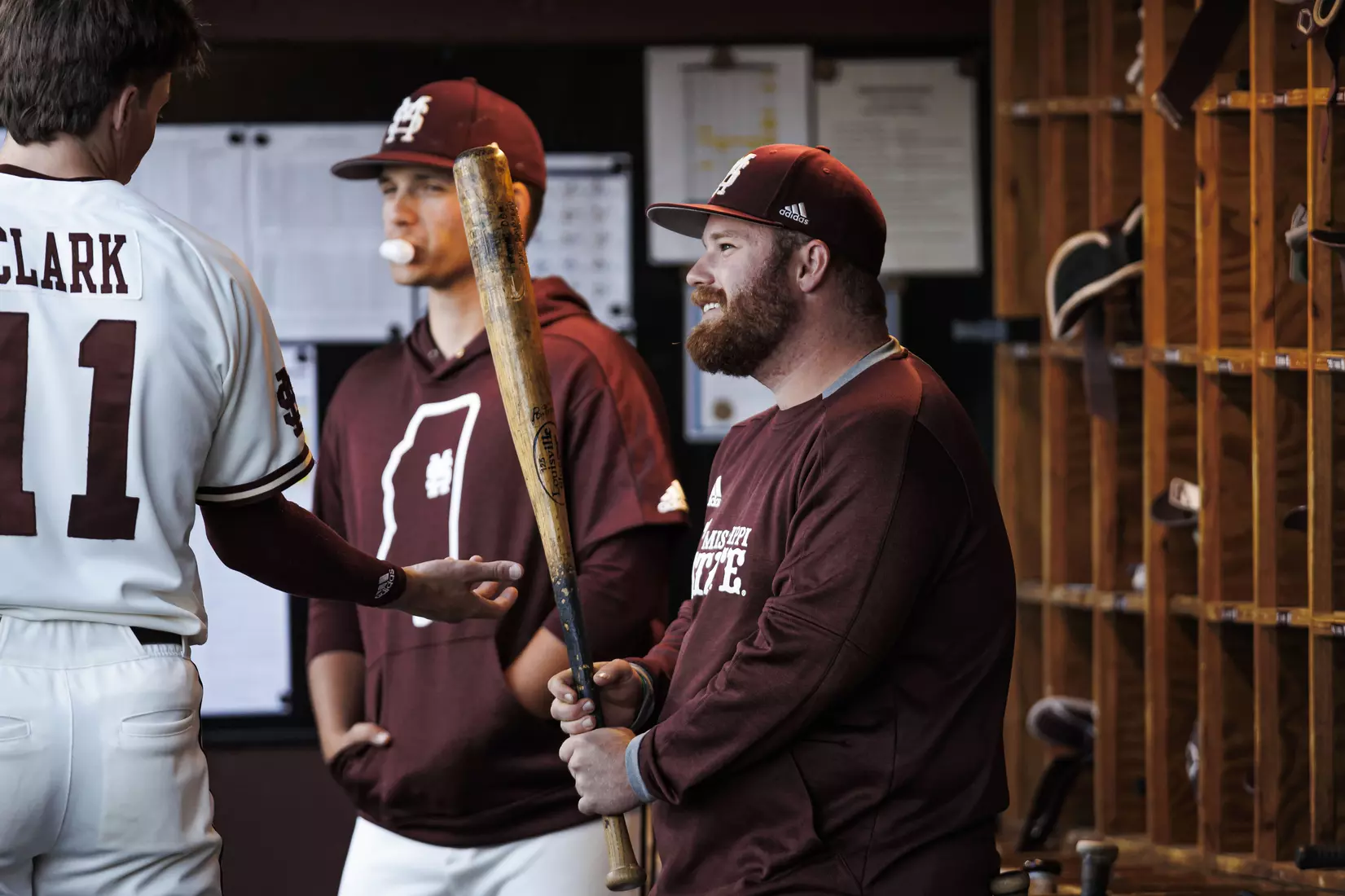 STARKVILLE, MS - April 19, 2022 - Mississippi State Bullpen Catcher Gavin Schmidt during the game between the Jackson State Tigers and the Mississippi State Bulldogs at Dudy Noble Field at Polk-Dement Stadium in Starkville, MS. Photo By Sloane Bush