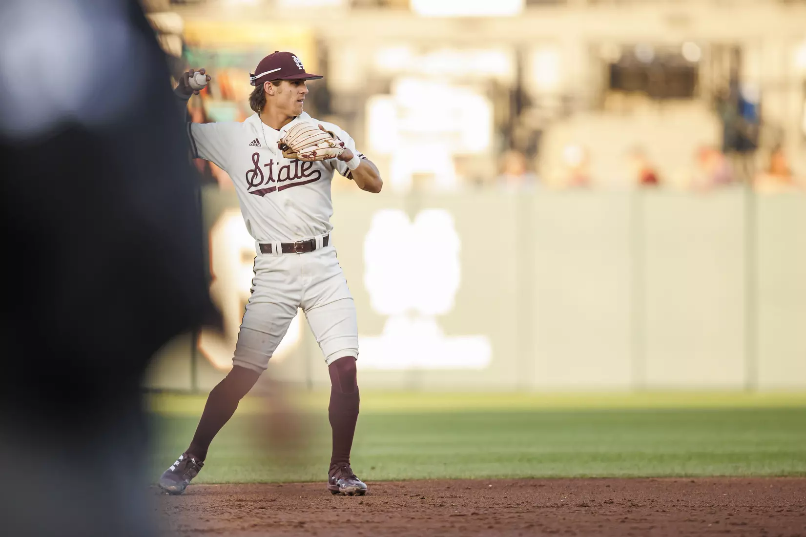 STARKVILLE, MS - April 19, 2022 - Mississippi State Infielder Tanner Leggett (#31) during the game between the Jackson State Tigers and the Mississippi State Bulldogs at Dudy Noble Field at Polk-Dement Stadium in Starkville, MS. Photo By Sloane Bush
