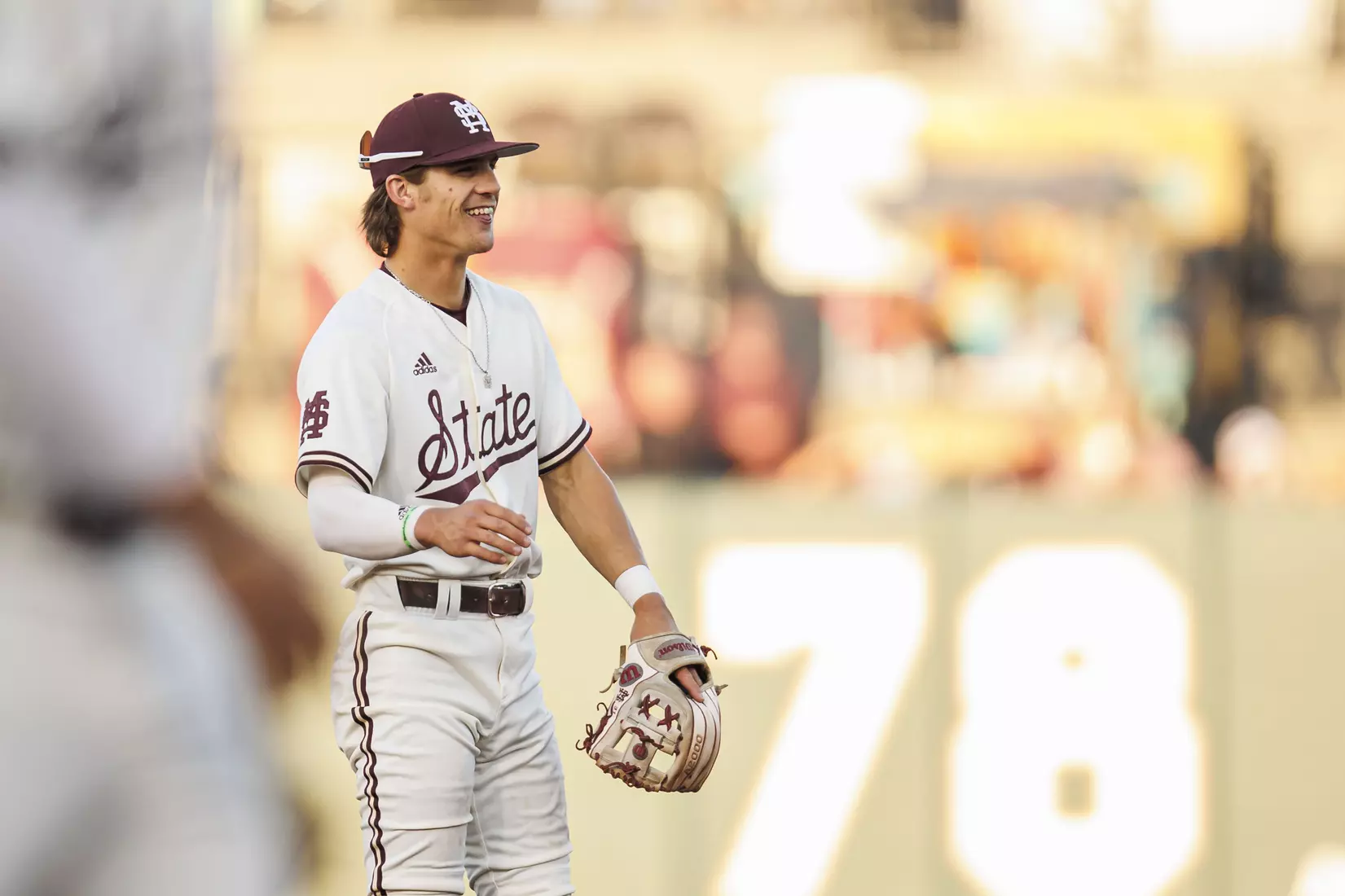 STARKVILLE, MS - April 19, 2022 - Mississippi State Infielder Tanner Leggett (#31) during the game between the Jackson State Tigers and the Mississippi State Bulldogs at Dudy Noble Field at Polk-Dement Stadium in Starkville, MS. Photo By Sloane Bush