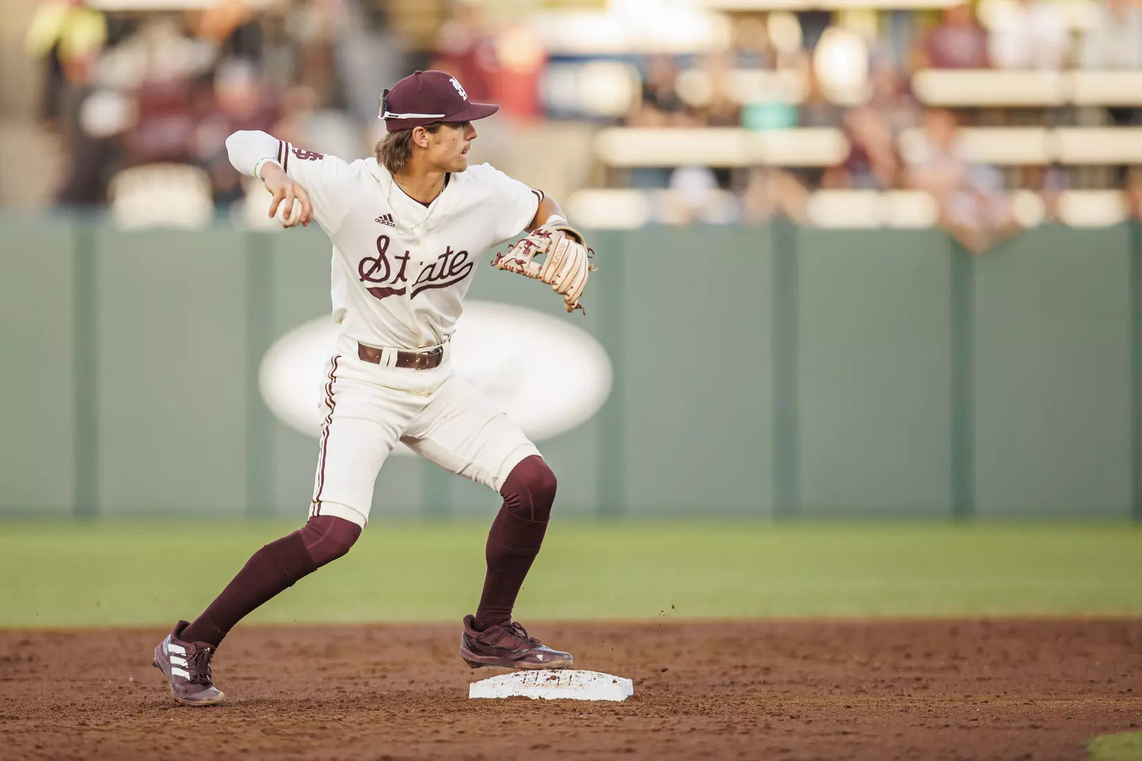 STARKVILLE, MS - April 19, 2022 - Mississippi State Infielder Tanner Leggett (#31) during the game between the Jackson State Tigers and the Mississippi State Bulldogs at Dudy Noble Field at Polk-Dement Stadium in Starkville, MS. Photo By Sloane Bush