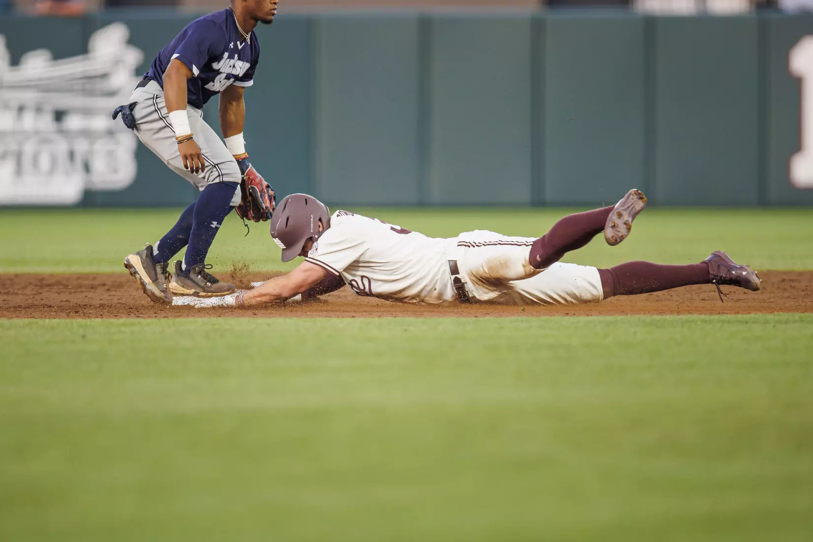 STARKVILLE, MS - April 19, 2022 - Mississippi State Outfielder Brad Cumbest (#33) during the game between the Jackson State Tigers and the Mississippi State Bulldogs at Dudy Noble Field at Polk-Dement Stadium in Starkville, MS. Photo By Sloane Bush