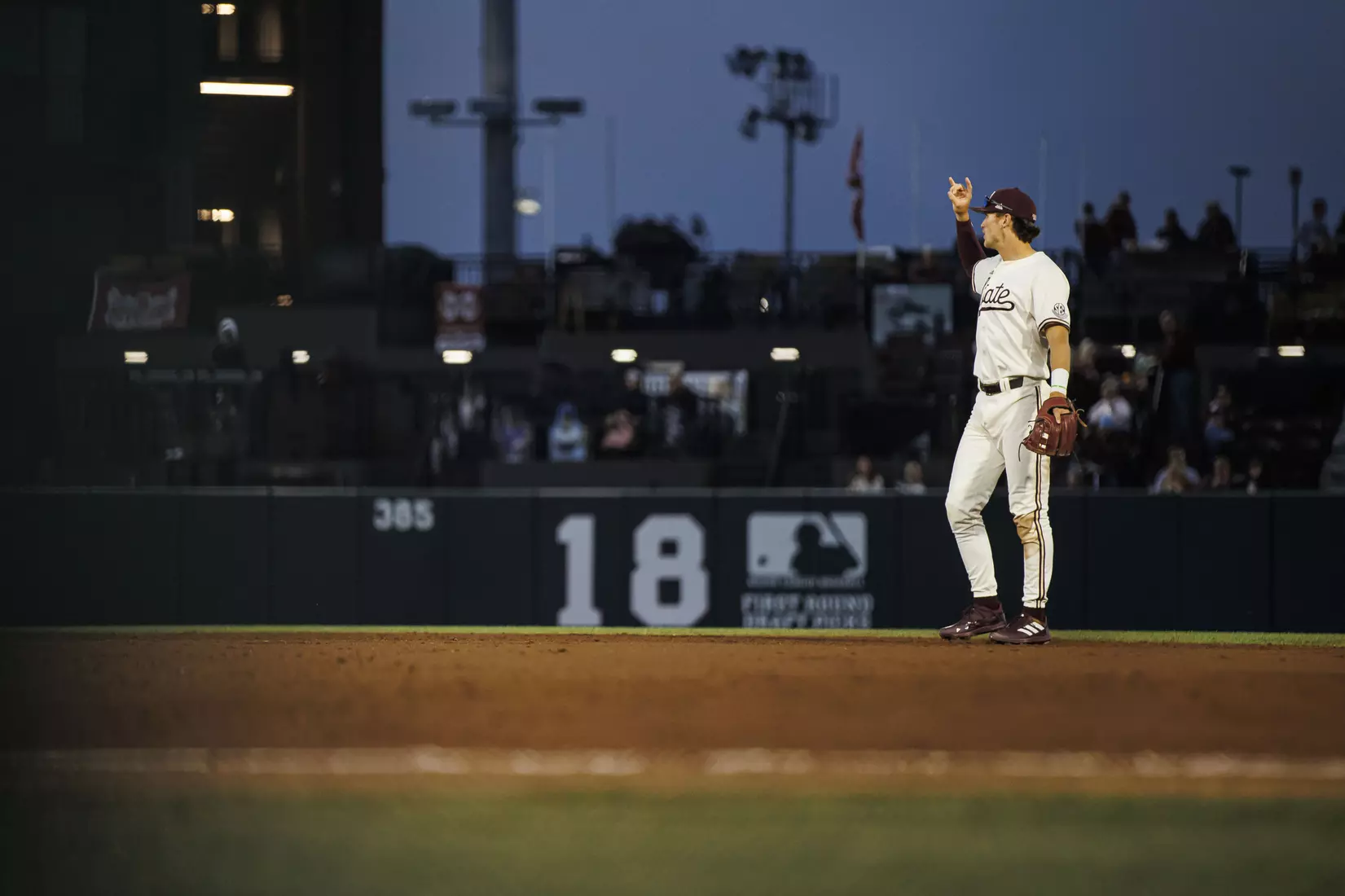 STARKVILLE, MS - April 19, 2022 - Mississippi State Infielder RJ Yeager (#4) during the game between the Jackson State Tigers and the Mississippi State Bulldogs at Dudy Noble Field at Polk-Dement Stadium in Starkville, MS. Photo By Sloane Bush