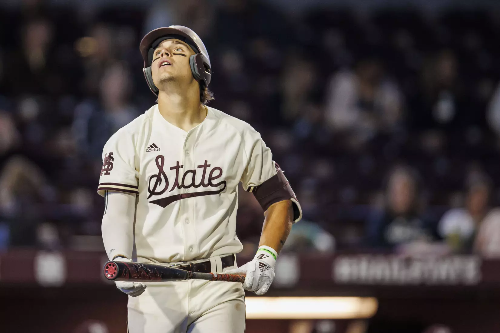 STARKVILLE, MS - April 19, 2022 - Mississippi State Infielder Slate Alford (#24) during the game between the Jackson State Tigers and the Mississippi State Bulldogs at Dudy Noble Field at Polk-Dement Stadium in Starkville, MS. Photo By Sloane Bush