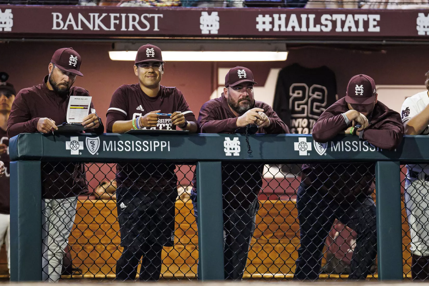 STARKVILLE, MS - April 19, 2022 - Mississippi State Manager Jared Chittom during the game between the Jackson State Tigers and the Mississippi State Bulldogs at Dudy Noble Field at Polk-Dement Stadium in Starkville, MS. Photo By Sloane Bush